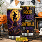 Personalized Halloween Softball Witch Tumbler, Hocus Pocus, Spooky Season Stainless Steel Tumbler, Travel Mug Tumblers Gift For Softball Lover