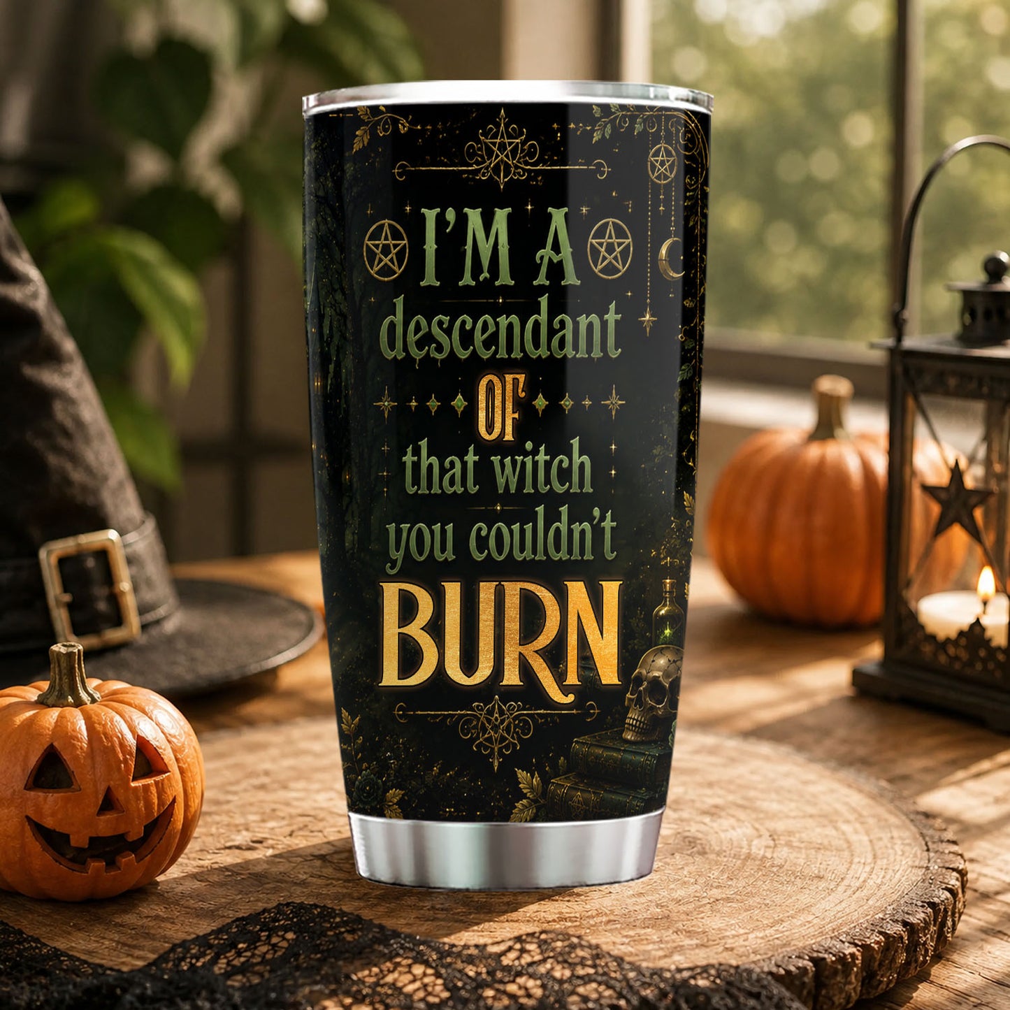 Personalized Halloween Witch Tumbler, I’m A Descendant Of That Witch, Spooky Season Stainless Steel Tumbler, Travel Mug Tumblers Gift For Witch Lover