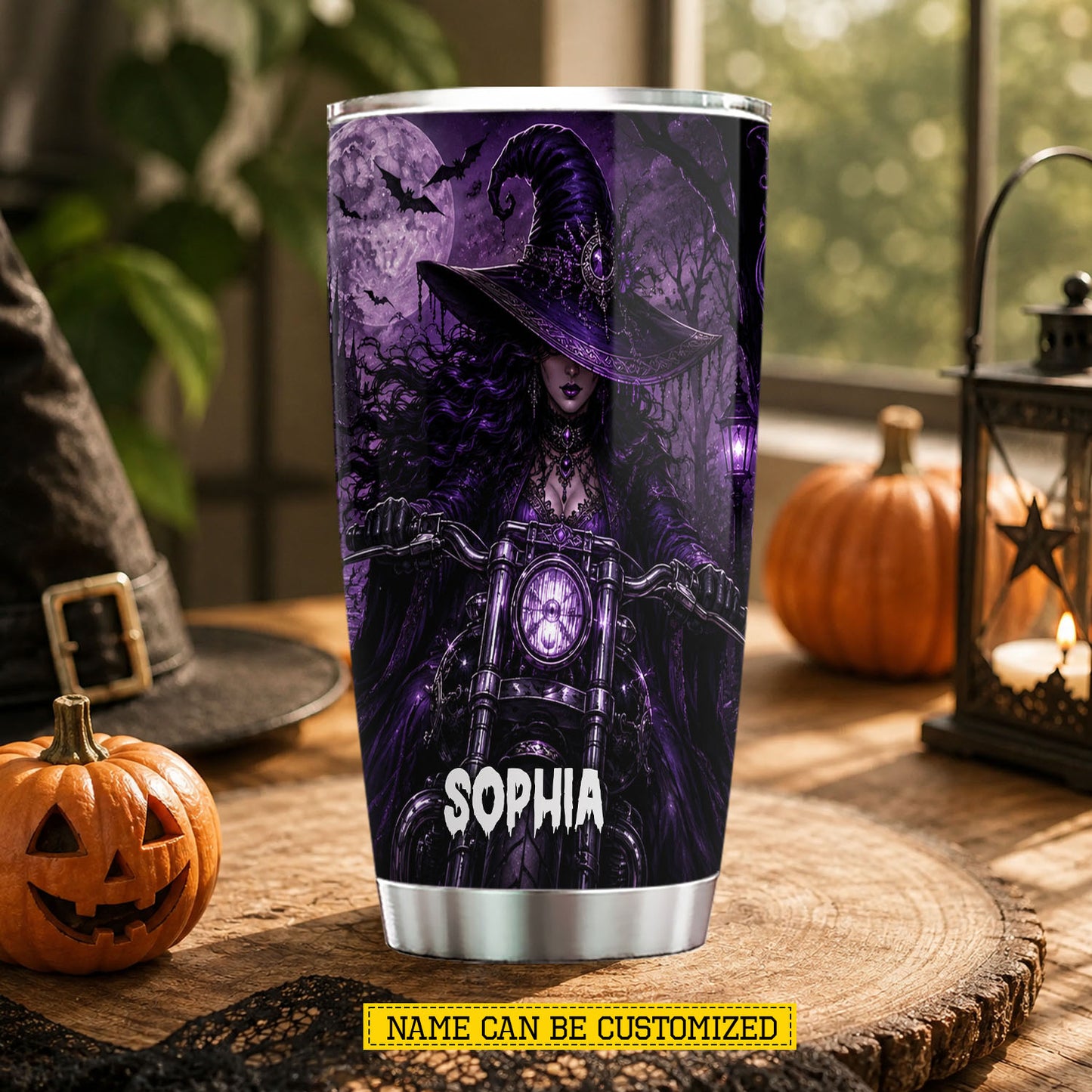 Personalized Halloween Motorcycle Witch Tumbler, My Broom Broke So Now I Ride A Motorcycle, Spooky Season Stainless Steel Tumbler, Travel Mug Tumblers Gift For Bikers
