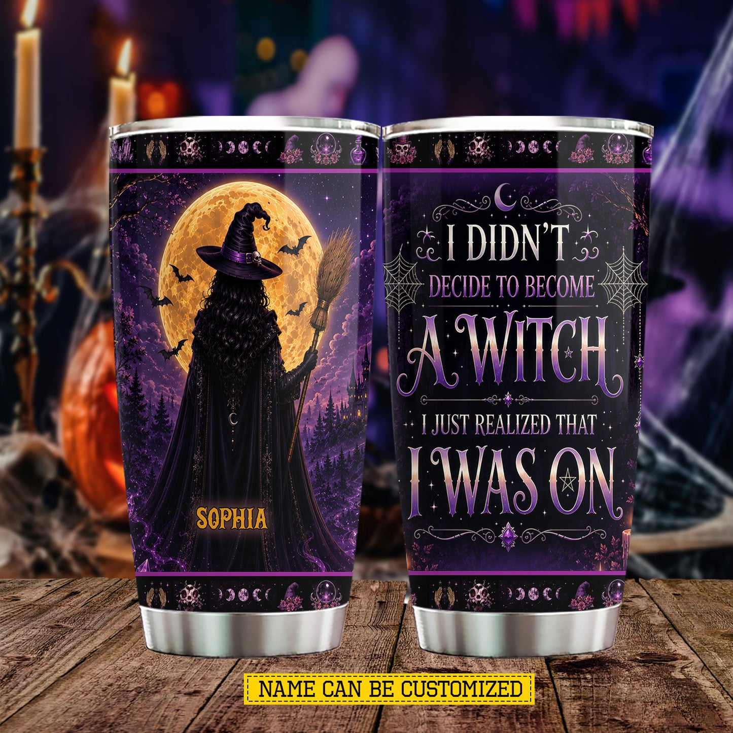 Personalized Halloween Witch Tumbler, I Didn't Decide To Become A Witch, Spooky Season Stainless Steel Tumbler, Travel Mug Tumblers Gift For Witch Lover