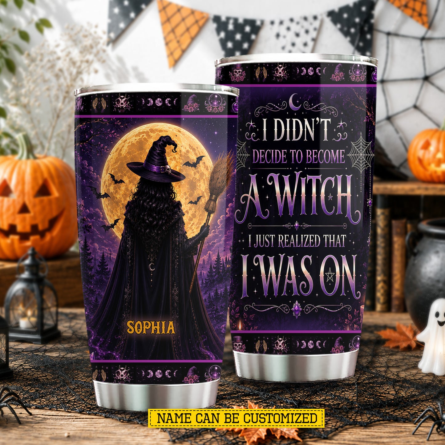 Personalized Halloween Witch Tumbler, I Didn't Decide To Become A Witch, Spooky Season Stainless Steel Tumbler, Travel Mug Tumblers Gift For Witch Lover