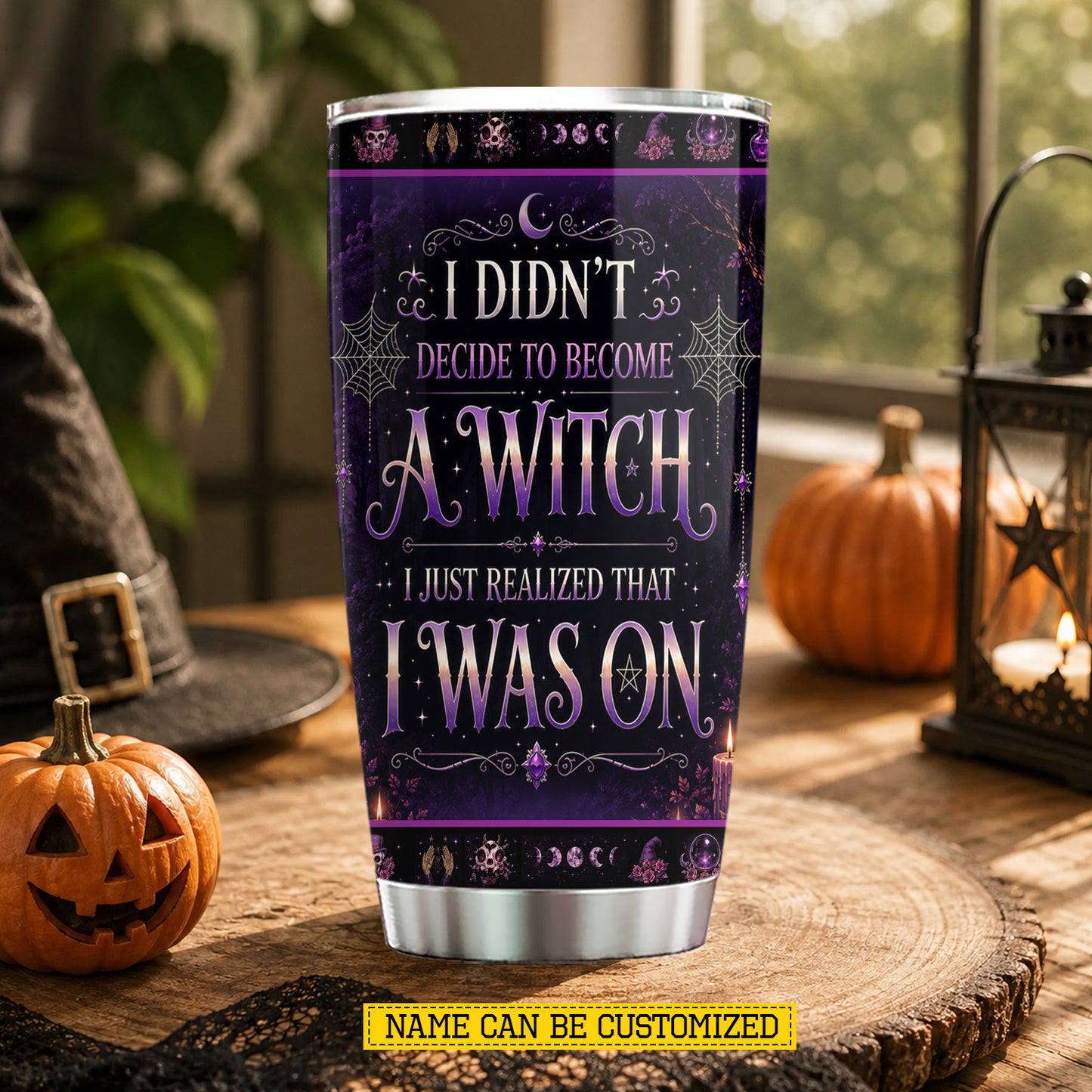 Personalized Halloween Witch Tumbler, I Didn't Decide To Become A Witch, Spooky Season Stainless Steel Tumbler, Travel Mug Tumblers Gift For Witch Lover