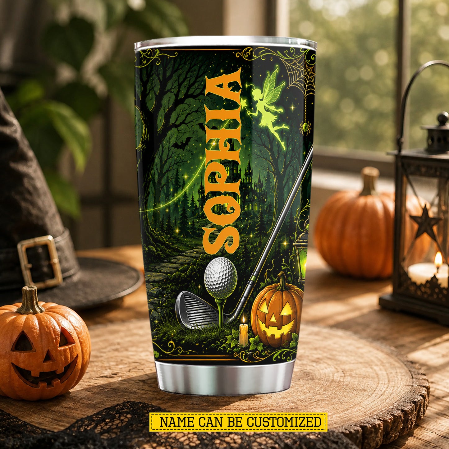 Personalized Halloween Golf Witch Tumbler, Brooms Are For Amateurs, Spooky Season Stainless Steel Tumbler, Travel Mug Tumblers Gift For Golf Lover