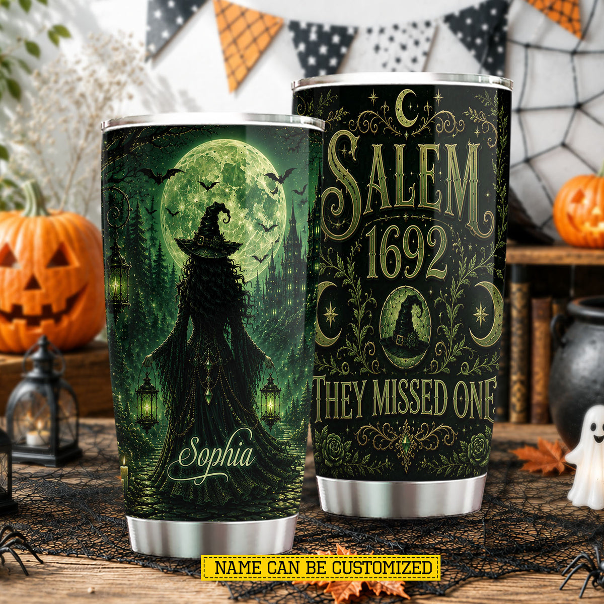 Personalized Halloween Salem 1692 Witch Tumbler, They Missed One, Spooky Season Stainless Steel Tumbler, Travel Mug Tumblers Gift For Witch Lover