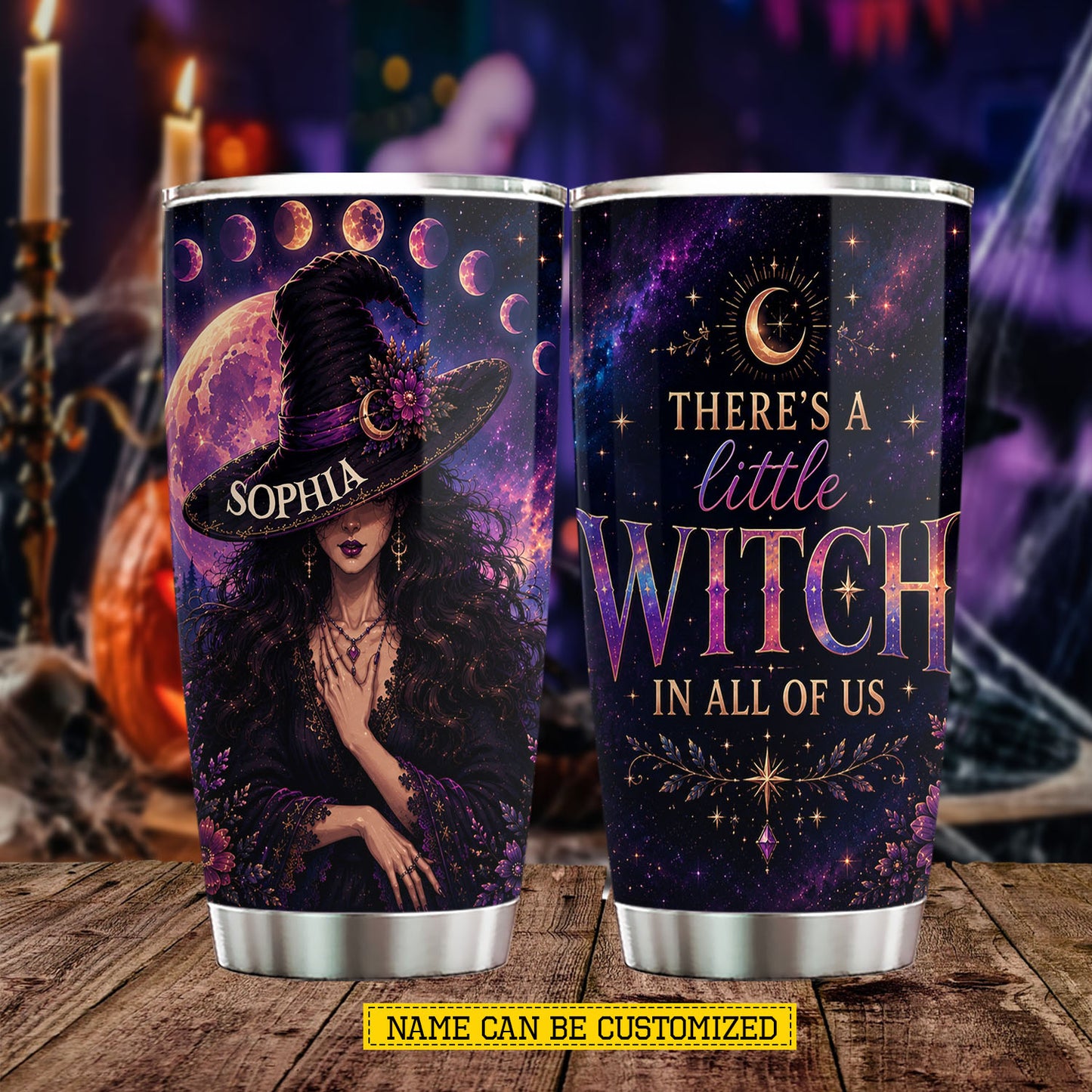 Personalized Halloween Witch Tumbler, There's A Little Witch In All Of Us, Spooky Season Stainless Steel Tumbler, Travel Mug Tumblers Gift For Witch Lover