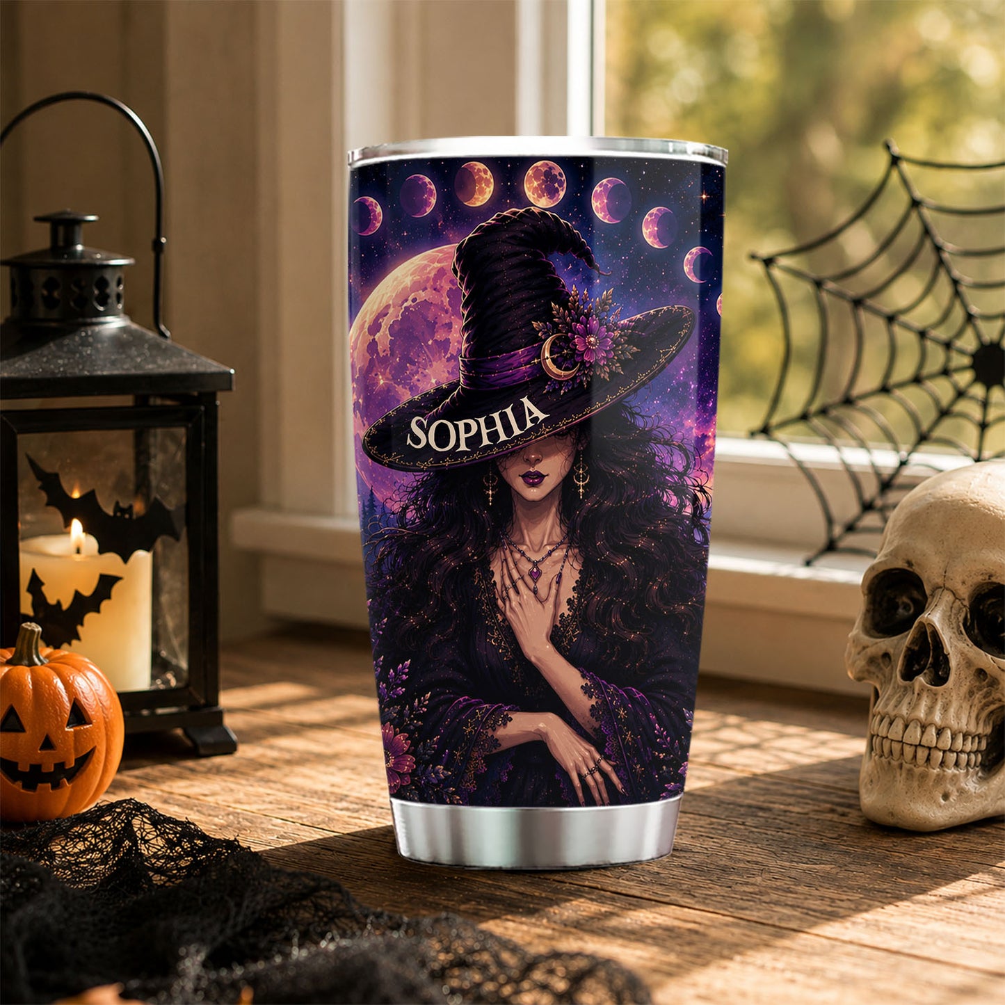 Personalized Halloween Witch Tumbler, There's A Little Witch In All Of Us, Spooky Season Stainless Steel Tumbler, Travel Mug Tumblers Gift For Witch Lover