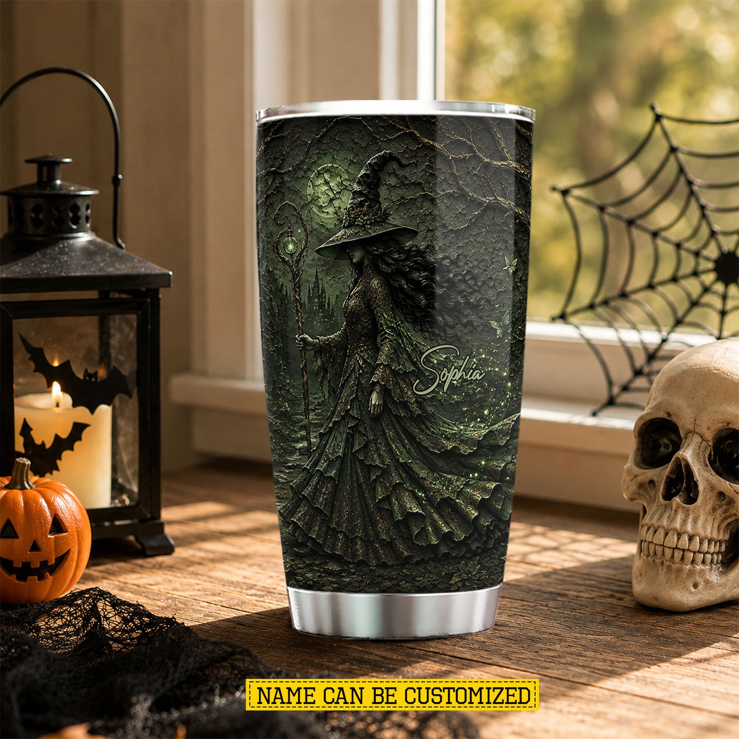 Personalized Halloween Witch Tumbler, Keeper Of The Midnight Forest, Spooky Season Stainless Steel Tumbler, Travel Mug Tumblers Gift For Witch Lover