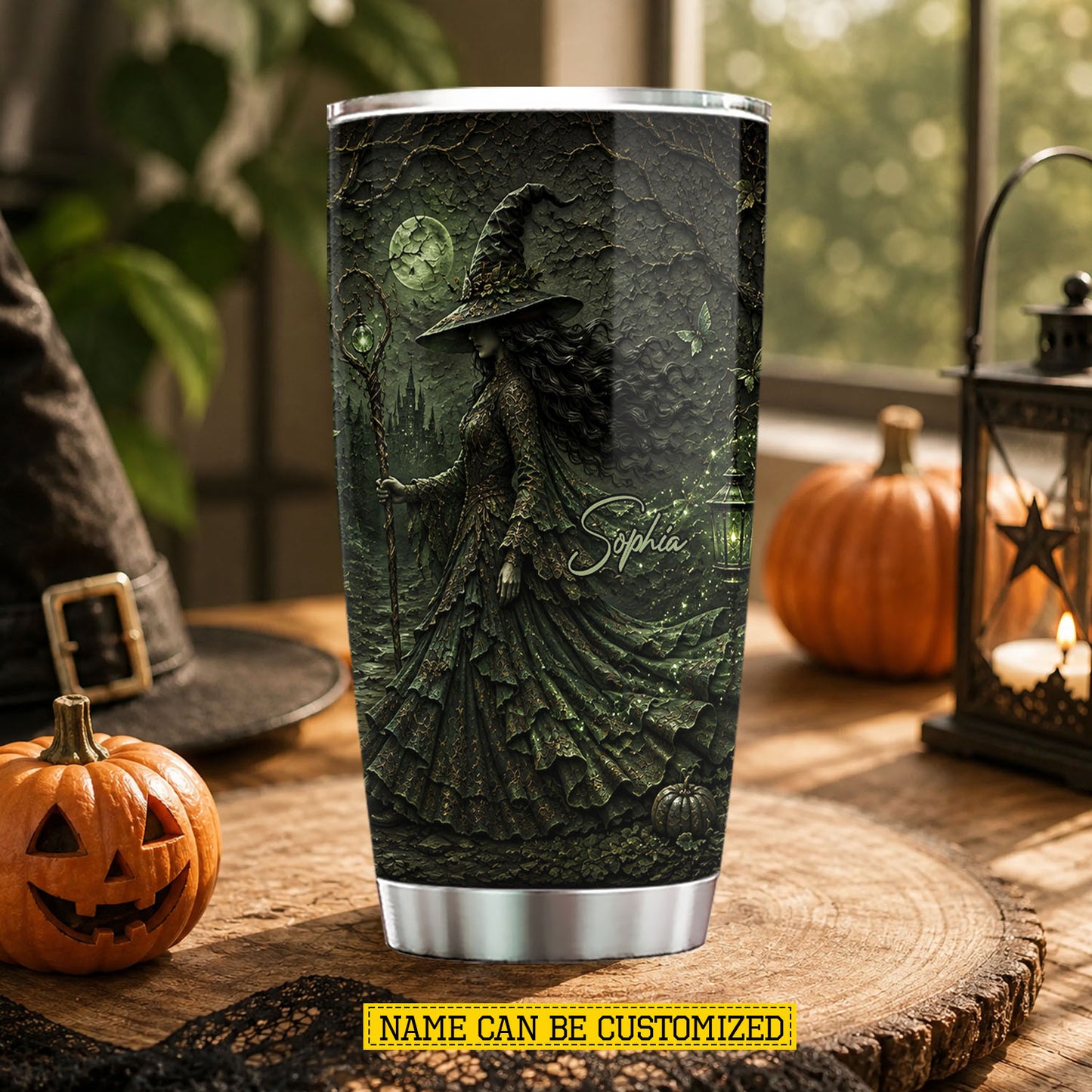 Personalized Halloween Witch Tumbler, Keeper Of The Midnight Forest, Spooky Season Stainless Steel Tumbler, Travel Mug Tumblers Gift For Witch Lover