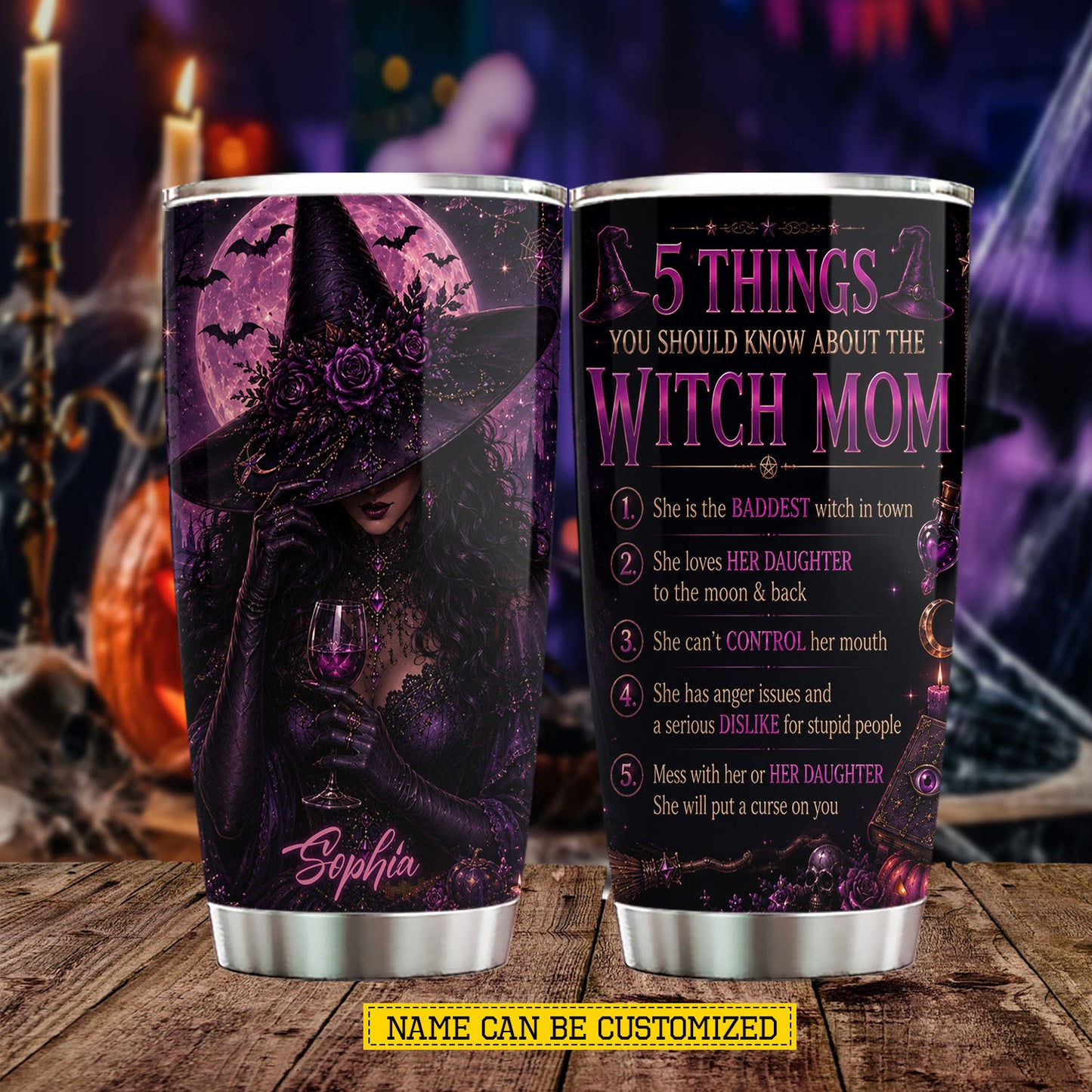 Personalized Halloween Witch Tumbler, 5 Things You Should Know About This Witch, Spooky Season Stainless Steel Tumbler, Travel Mug Tumblers Gift For Witch Lover