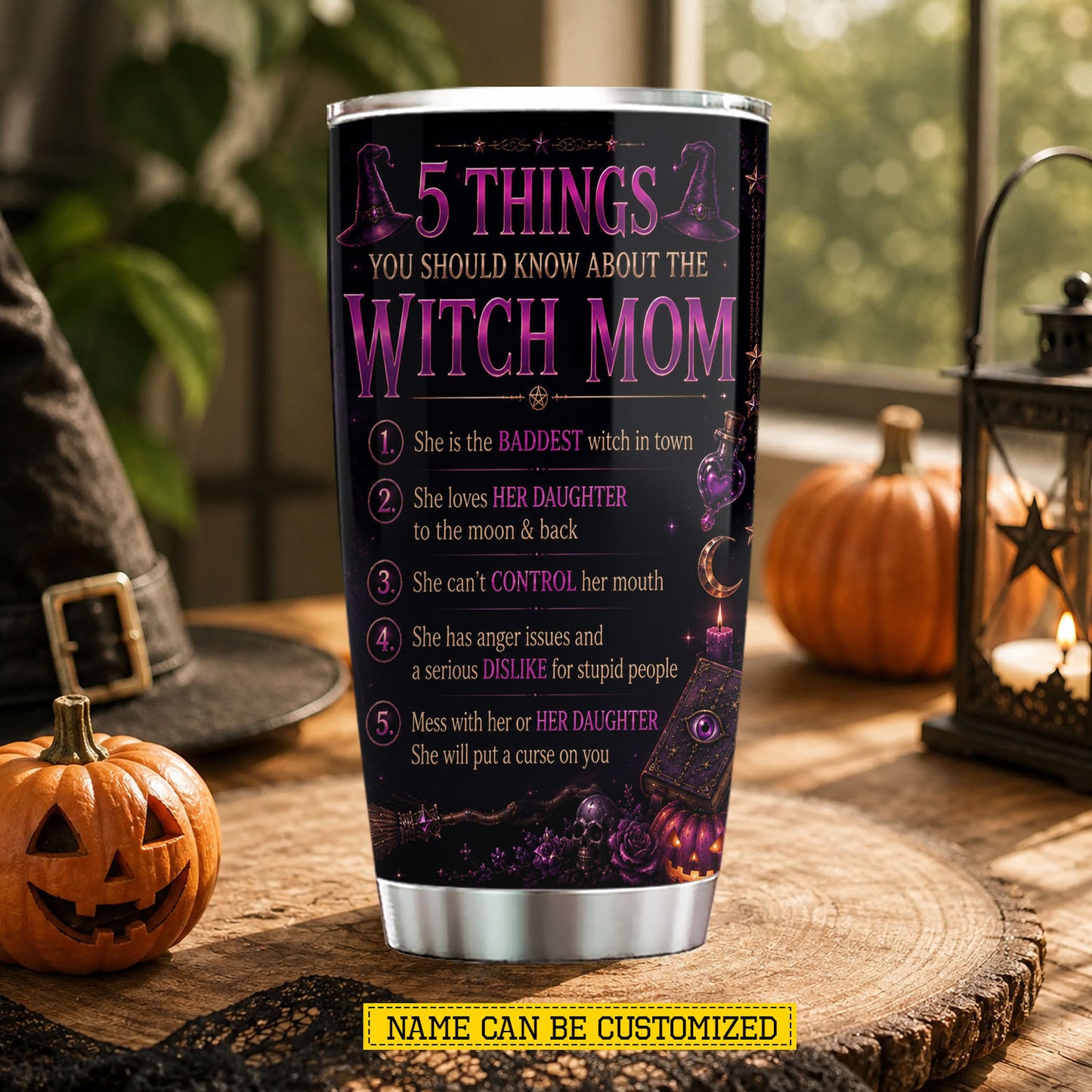 Personalized Halloween Witch Tumbler, 5 Things You Should Know About This Witch, Spooky Season Stainless Steel Tumbler, Travel Mug Tumblers Gift For Witch Lover