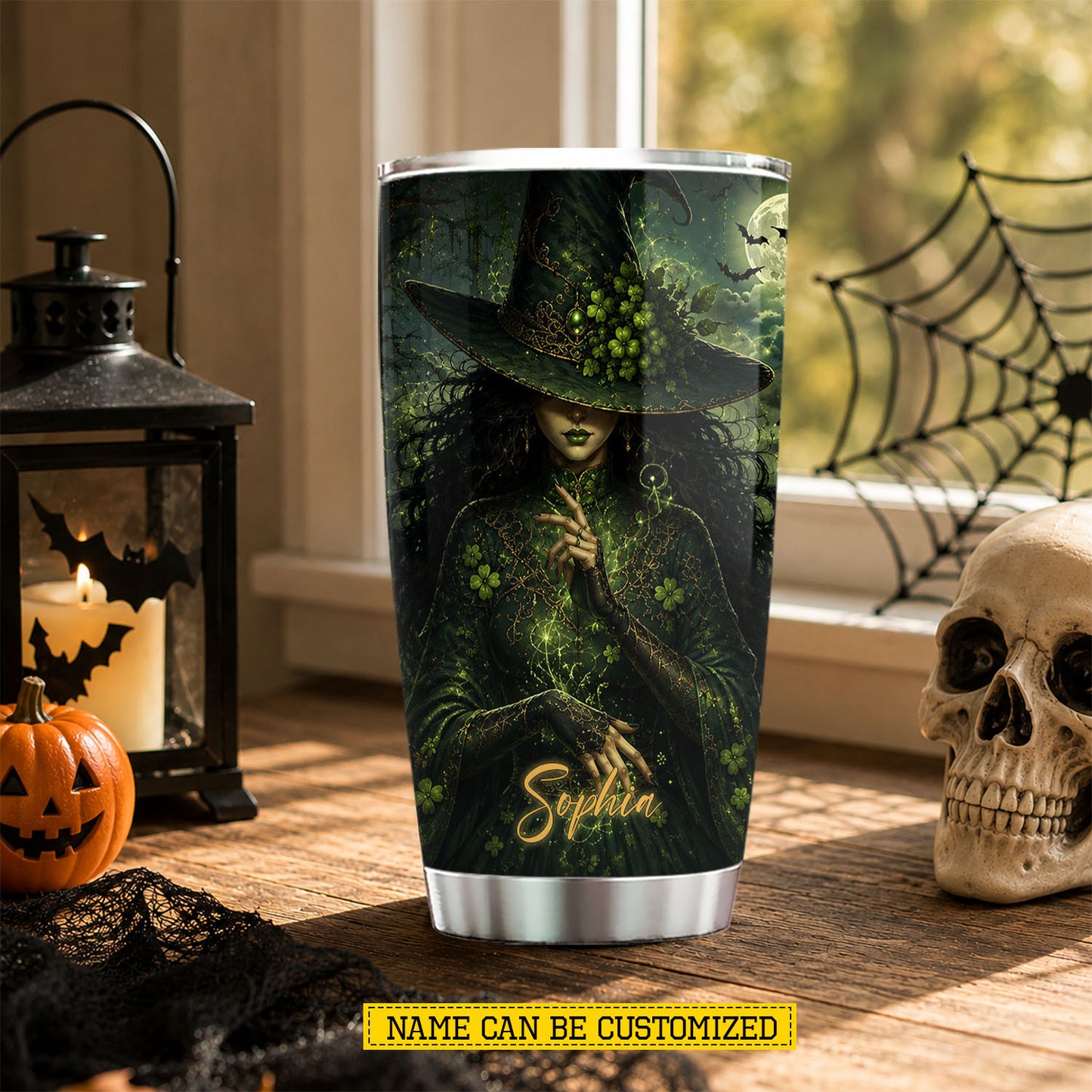Personalized Halloween Witch Tumbler, Hex The Patriarchy, Spooky Season Stainless Steel Tumbler, Travel Mug Tumblers Gift For Witch Lover