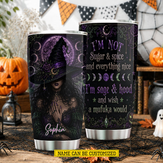 Personalized Halloween Witch Tumbler, I’m Not Sugar & Spice, Spooky Season Stainless Steel Tumbler, Travel Mug Tumblers Gift For Witch Lover