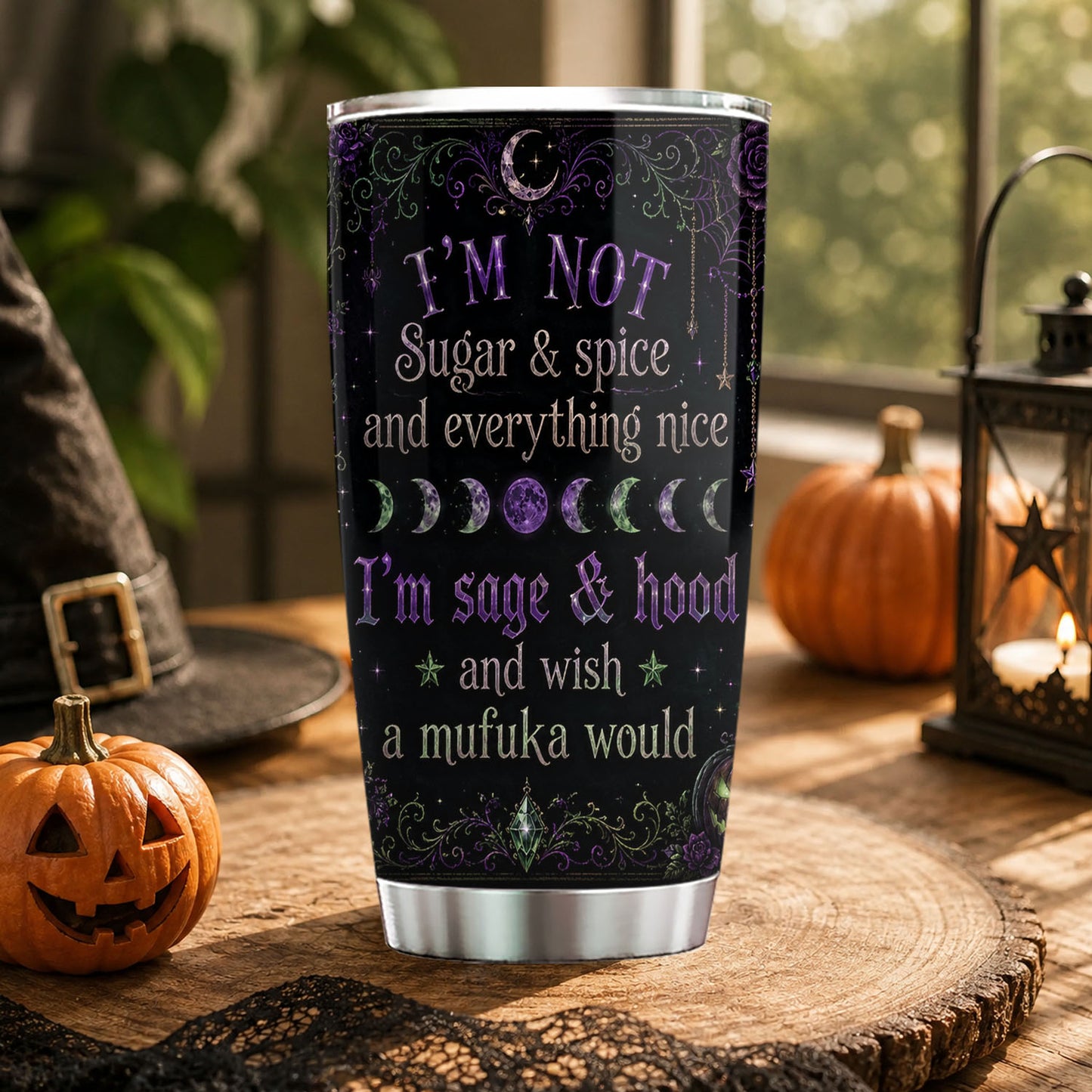 Personalized Halloween Witch Tumbler, I’m Not Sugar & Spice, Spooky Season Stainless Steel Tumbler, Travel Mug Tumblers Gift For Witch Lover