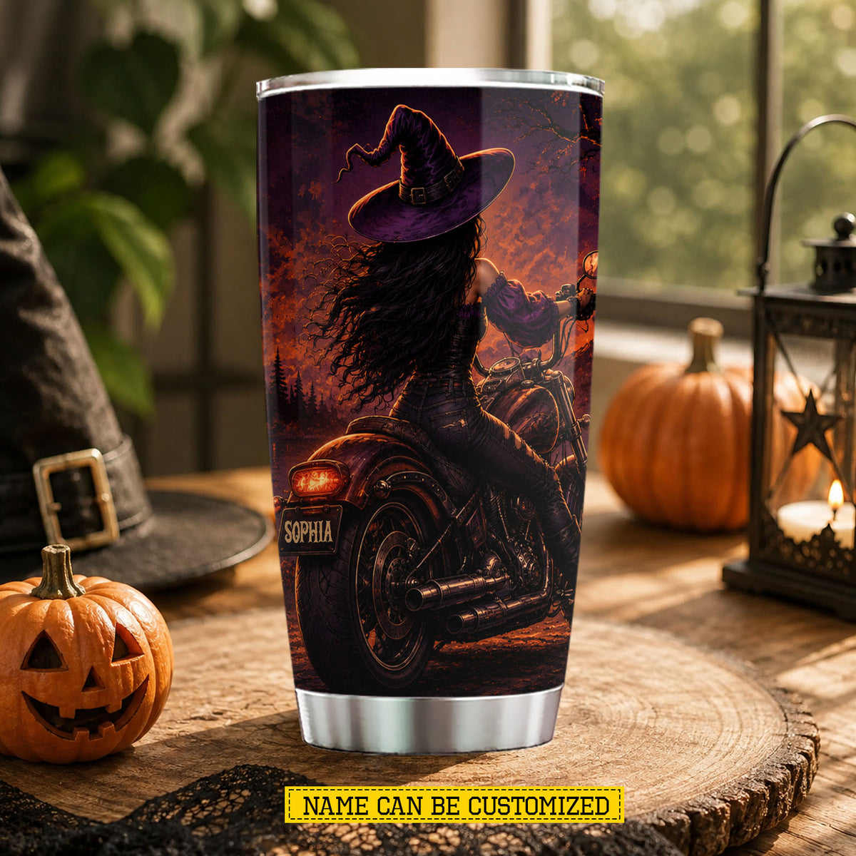 Personalized Halloween Motorcycle Witch Tumbler, My Broom Broke So Now I Ride A Motorcycle, Spooky Season Stainless Steel Tumbler, Travel Mug Tumblers Gift For Bikers