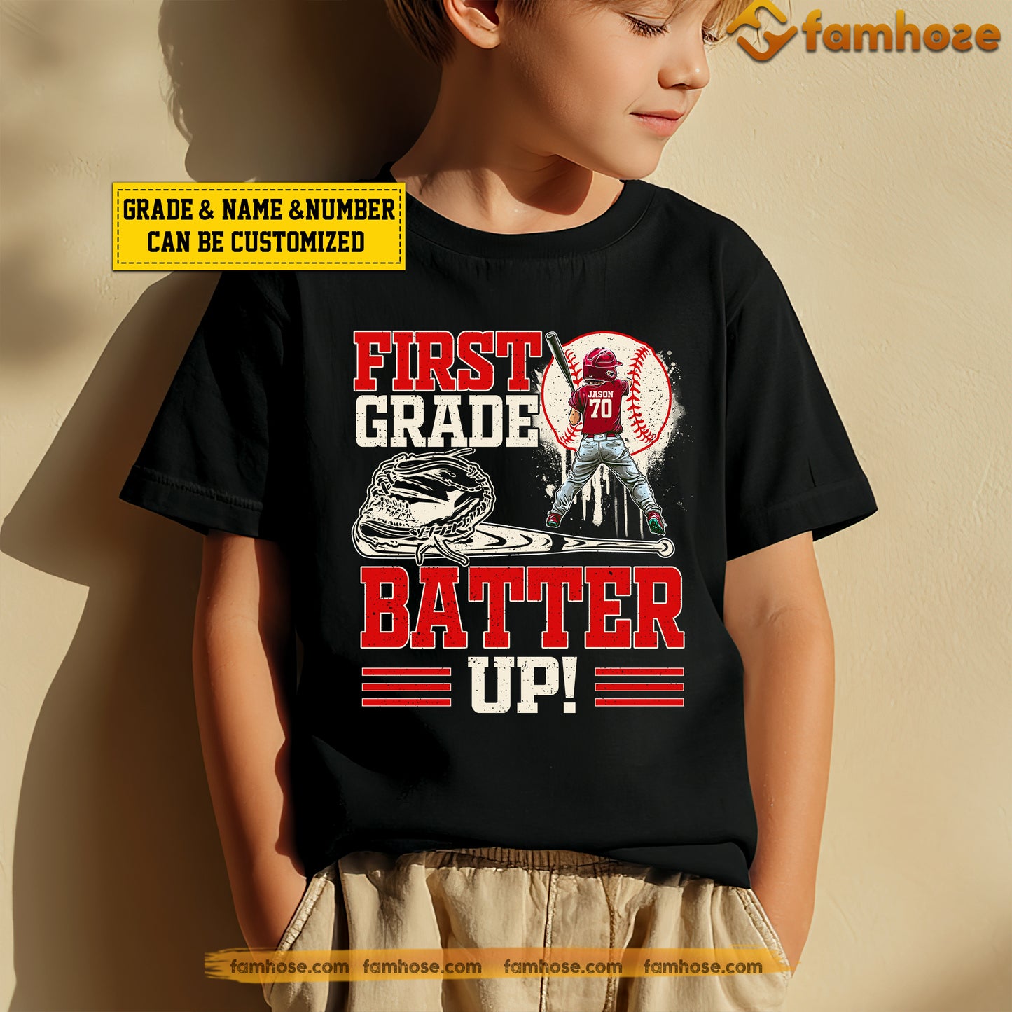 Funny Personalized Back To School Baseball Boy Kid T-shirt, Batter Up Sport Tees Gift For Baseball Lovers