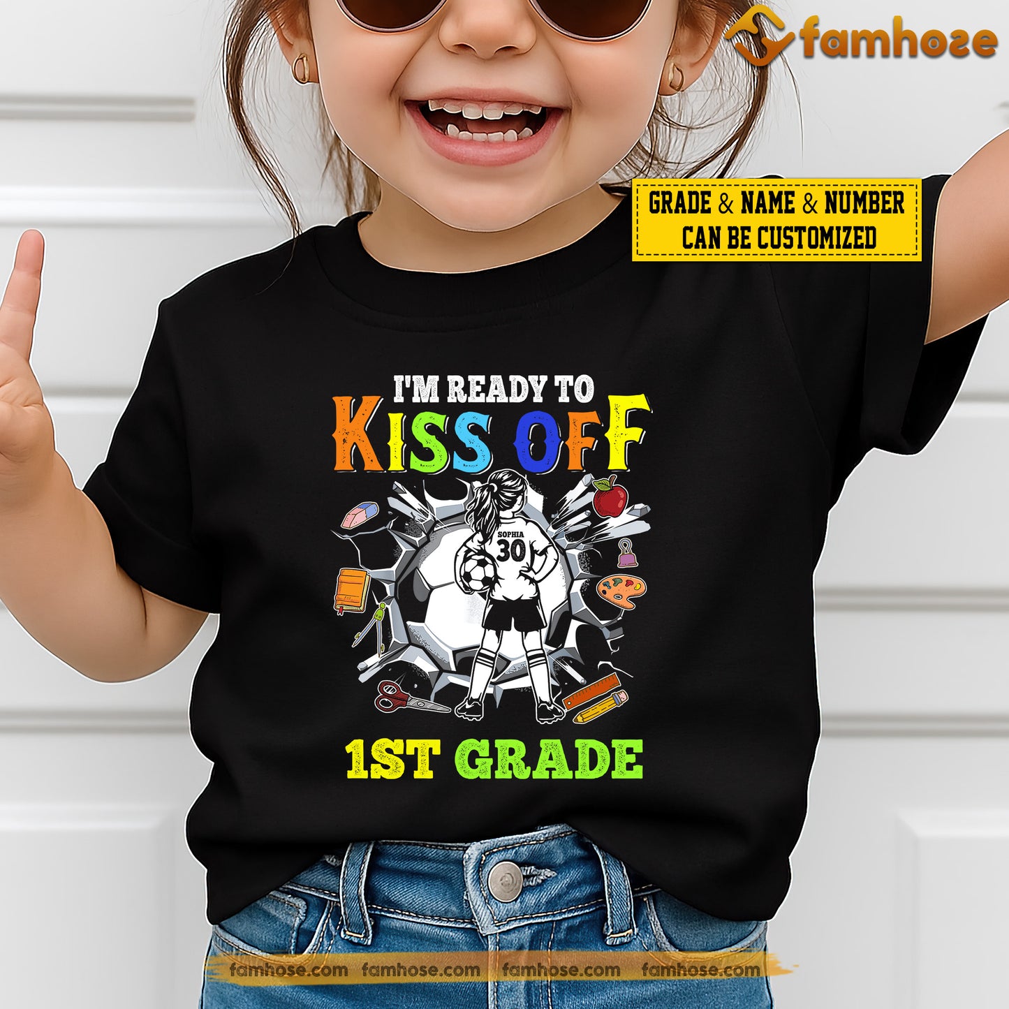 Funny Personalized Back To School Soccer Kid T-shirt, I'm Ready To Kiss Off Tees Gift For Soccer Lovers