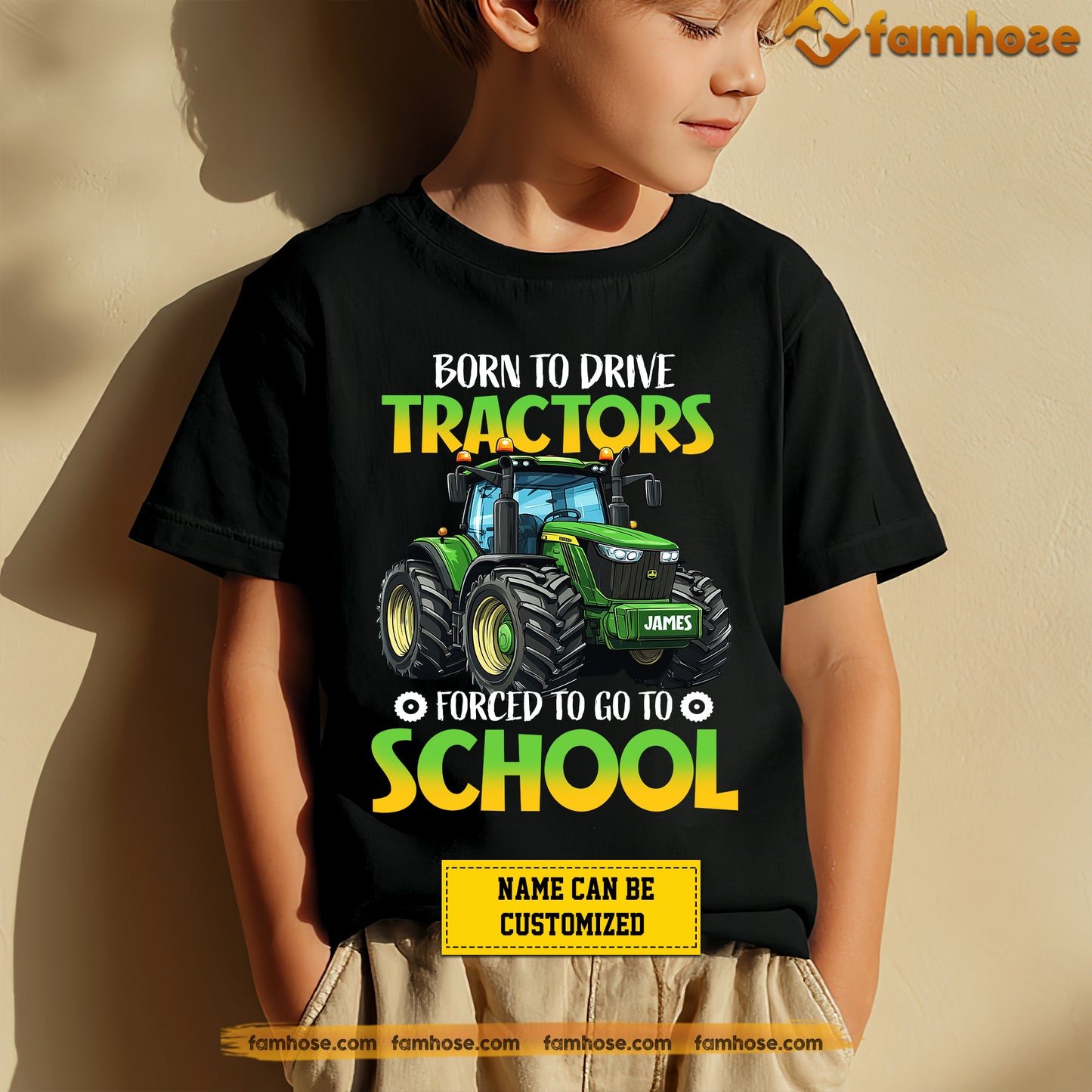 Personalized Back To School Tractor Kid T-shirt, Born To Drive Tractors Forced To Go To School Tees Gift For Tractors Lovers