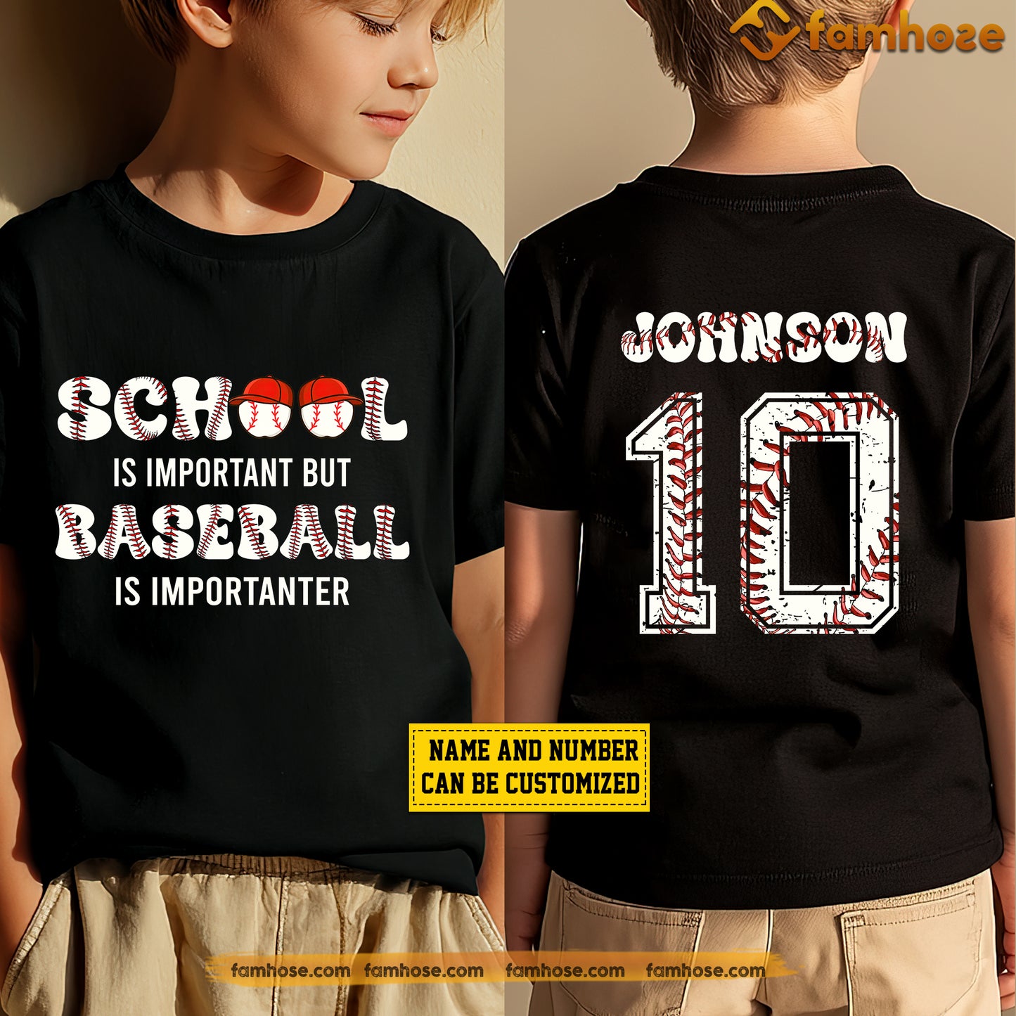 Personalized School Baseball Kid Two-sided T-shirt, School Is Important Tees Gift For Baseball Lover