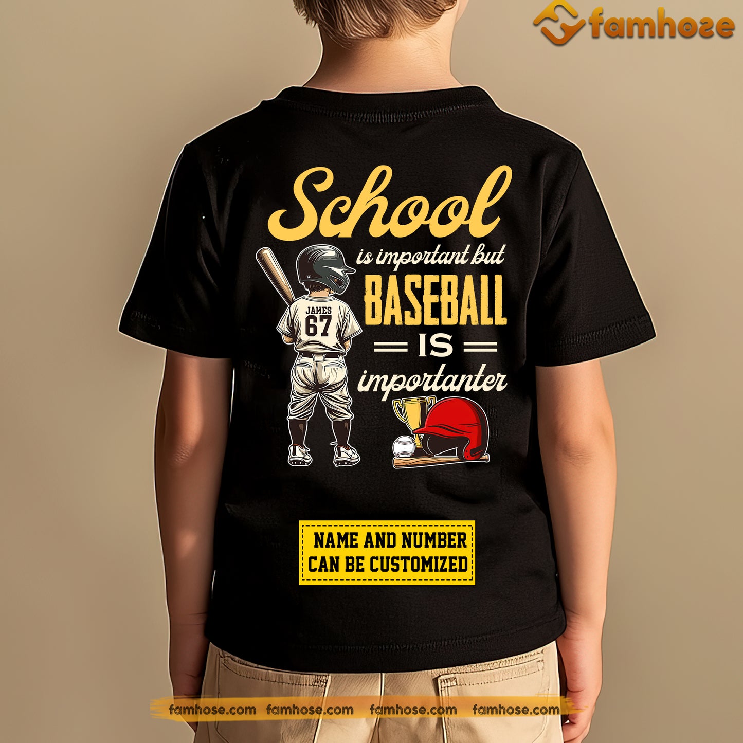 Personalized Back To School Baseball Kid Backside T-shirt, School Is Important But Baseball Is Importanter Tees Gift For Baseball Lovers