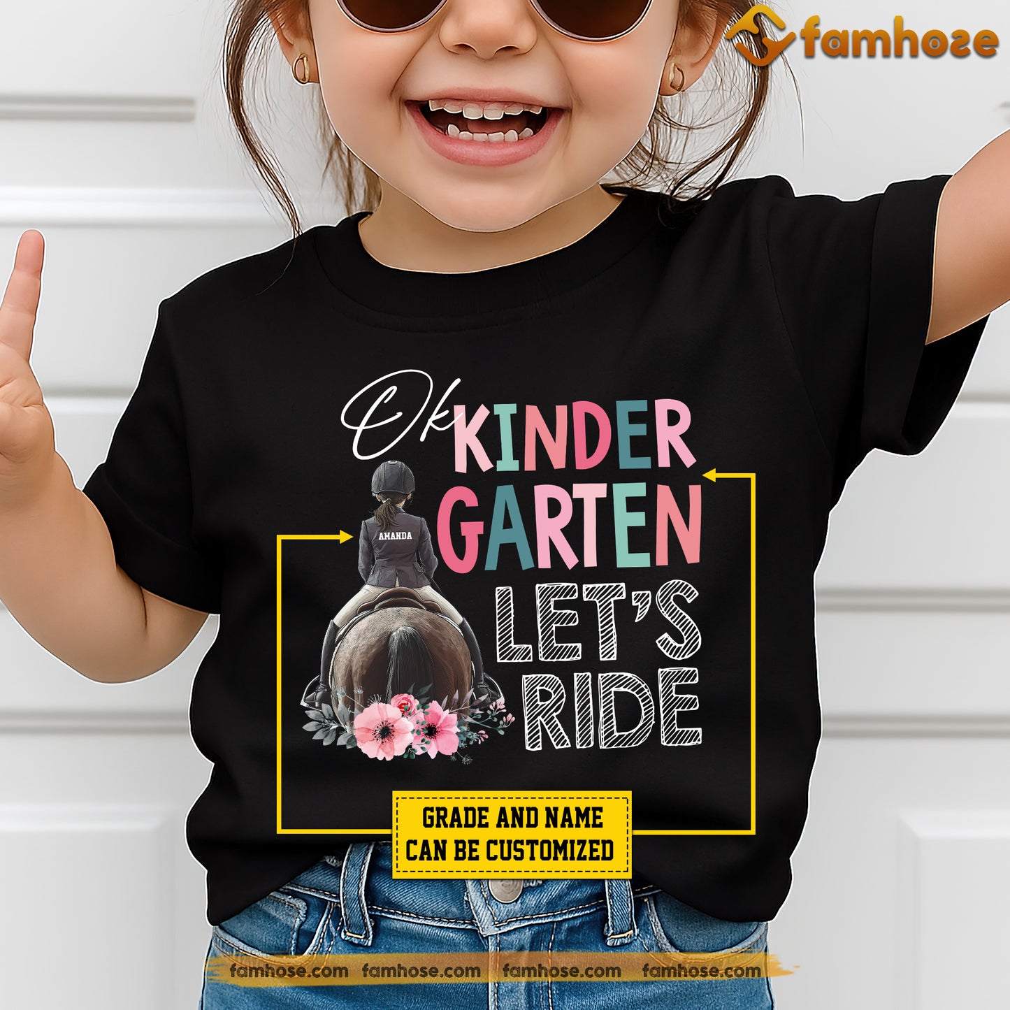 Funny Personalized Back To School Horse Girl Kid T-shirt, Ok Kindergarden Let's Ride Tees Gift For Horse Girl Lovers