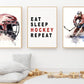 Set Of 3 Motivational Hockey Canvas Painting, Funny Hockey Wall Art Decor, Poster Gift For Hockey Lovers