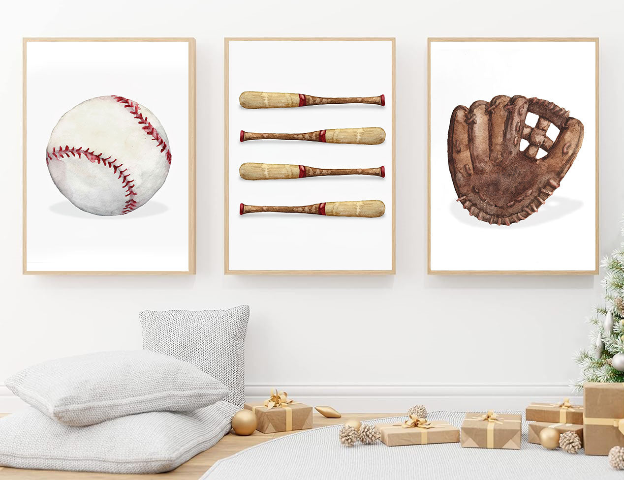 Set Of 3 Baseball Canvas Painting, Motivational Baseball Wall Art Decor, Poster Gift For Baseball Lovers