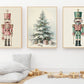 Set Of 3 Nutcrackers & Christmas Tree, Nutcrackers Canvas Painting, Xmas Wall Art Decor - Christmas Poster Gift