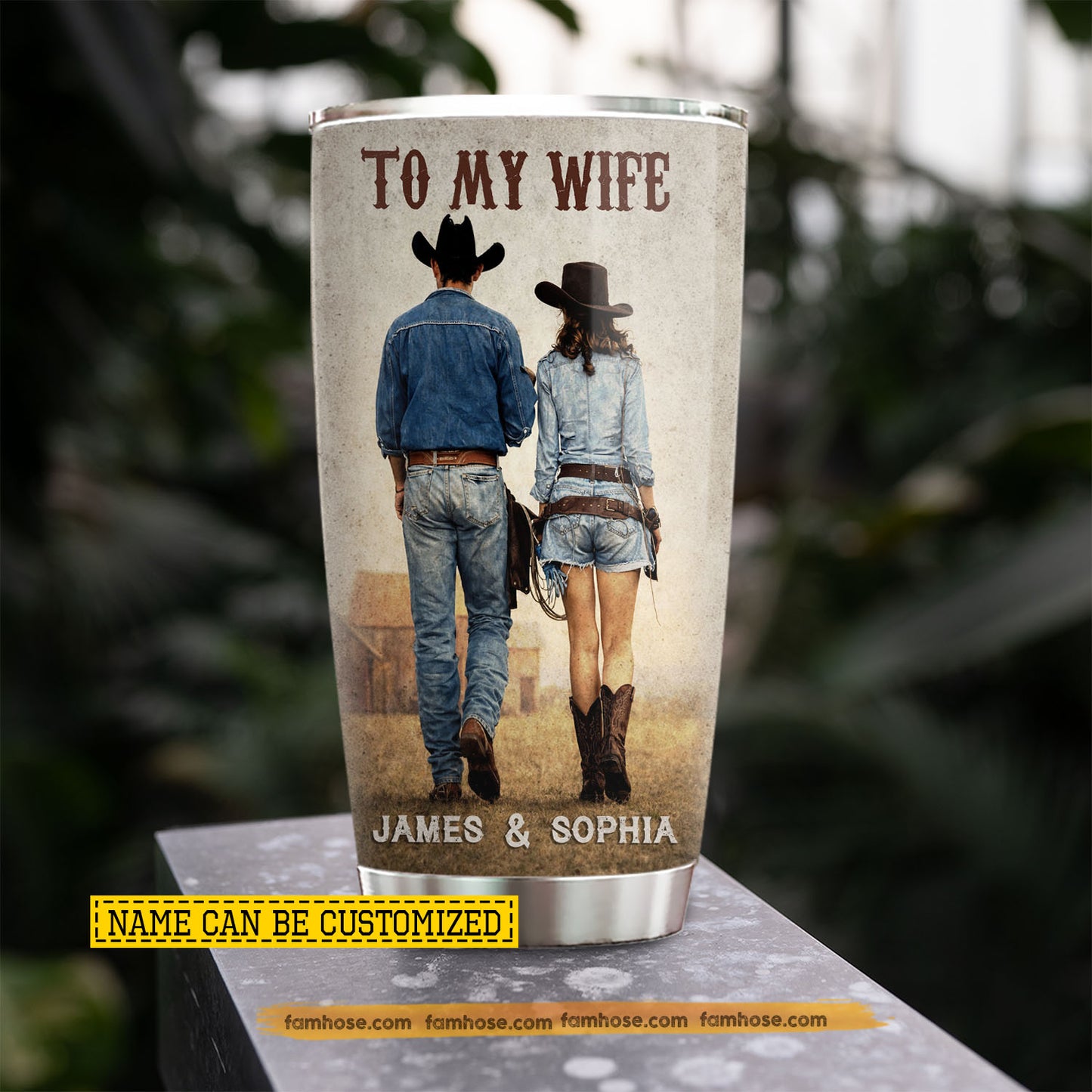 Personalized Cowboy Cowgirl Love Couple Tumbler, To My Wife Stainless Steel Tumbler, Valentine Tumbler Gifts For Cowgirl Wife From Cowboy Husband