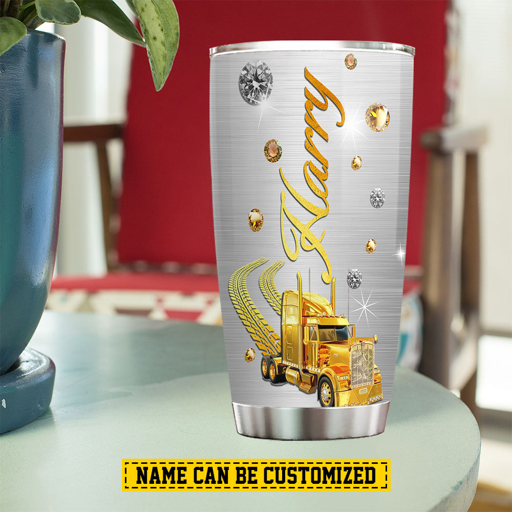 Personalized Trucker Stainless Steel Tumbler, Living Between The Line Tumbler Gifts For Truck Drivers