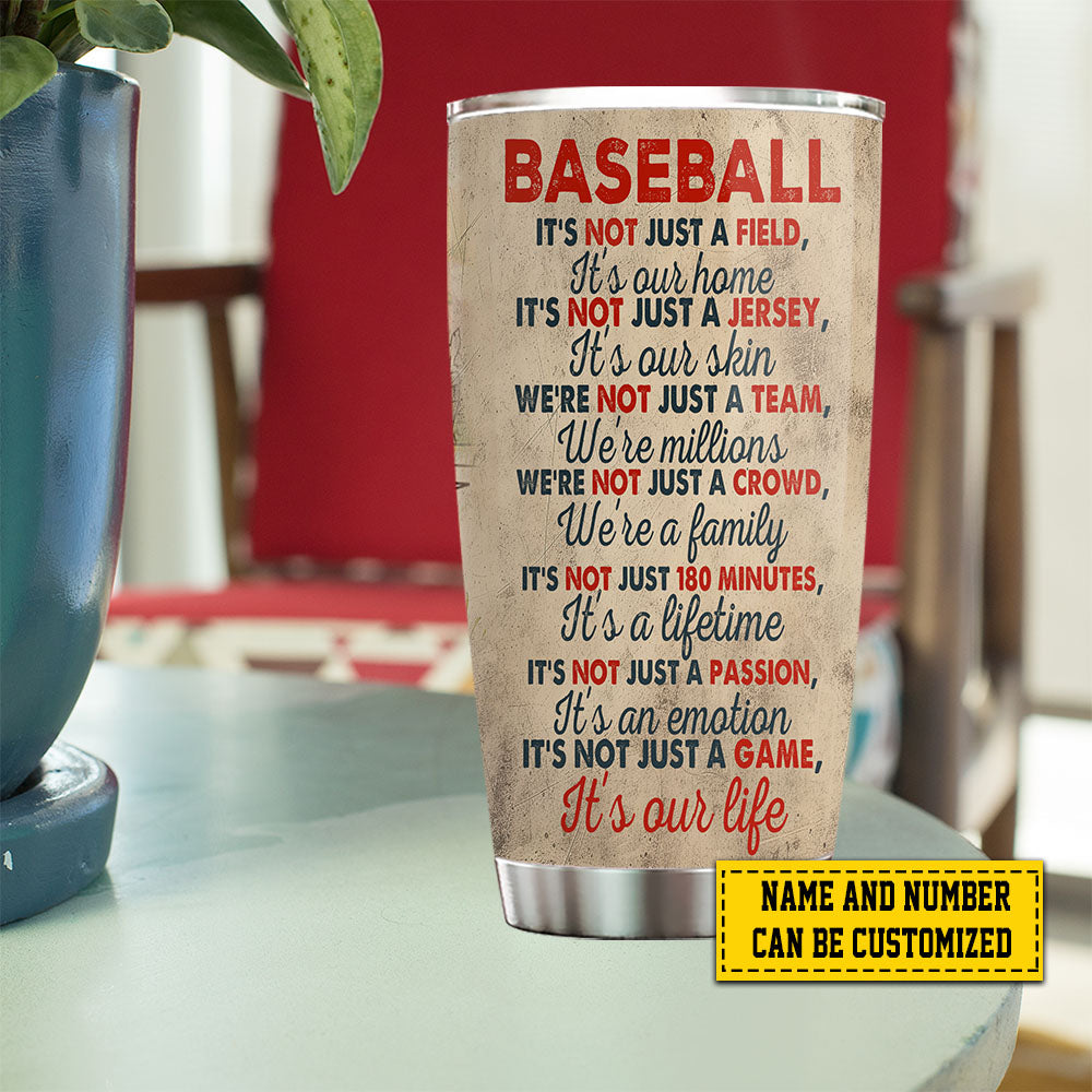 Personalized Baseball Boy Tumbler, Baseball It's Our Life, Stainless Steel Tumbler, Gift For Baseball Lovers, Baseball Boy Players
