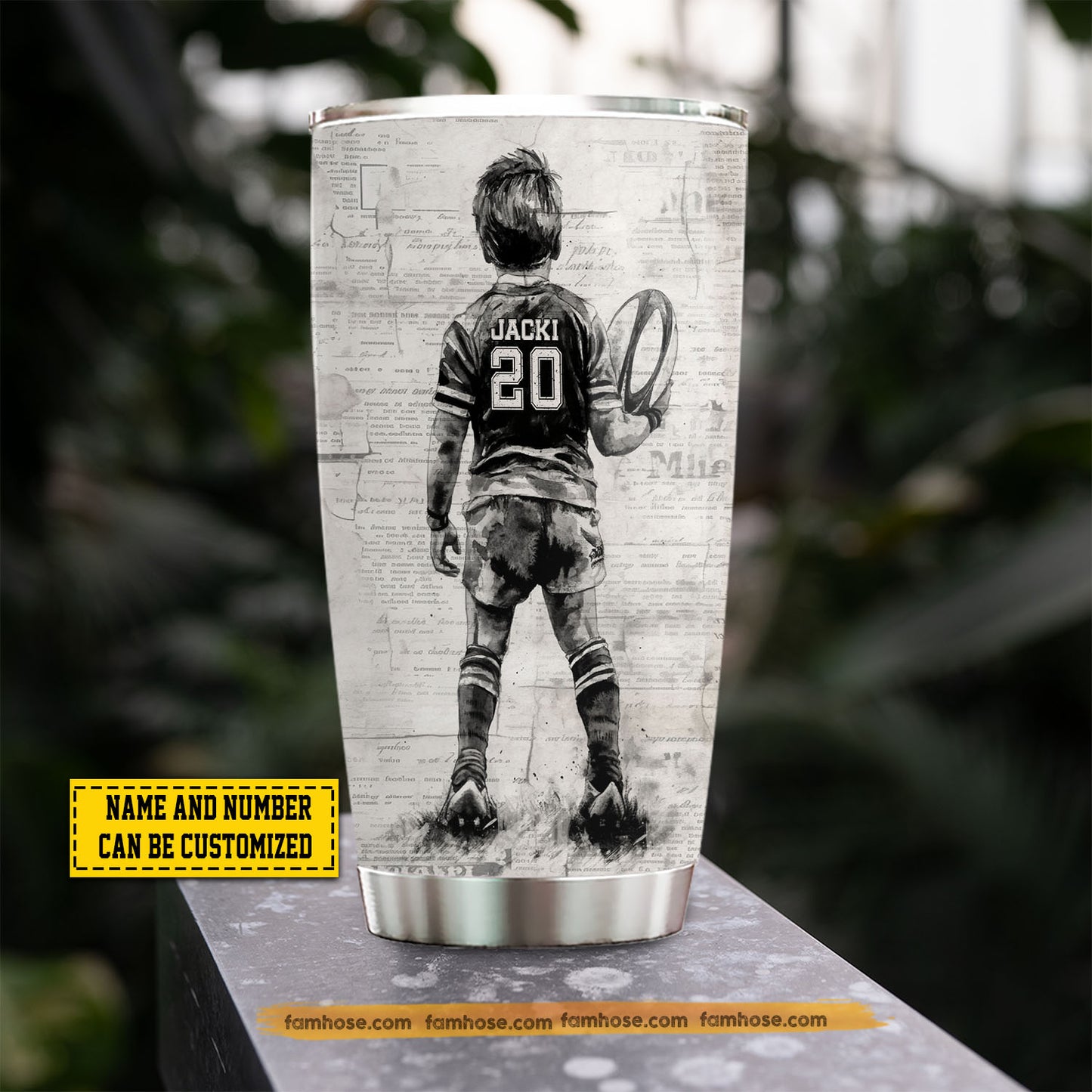 Funny Personalized Back To School Rugby Boy Kid Tumbler, Born To Play Rugby Sports Stainless Steel Tumbler Gift For Rugby Lovers