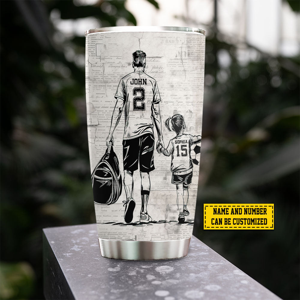 Personalized Soccer Girl Tumbler, Soccer Dad Who Believed In Her First, Soccer Stainless Steel Tumbler, Father's Day Gift For Soccer Girl Lovers, Soccer Players