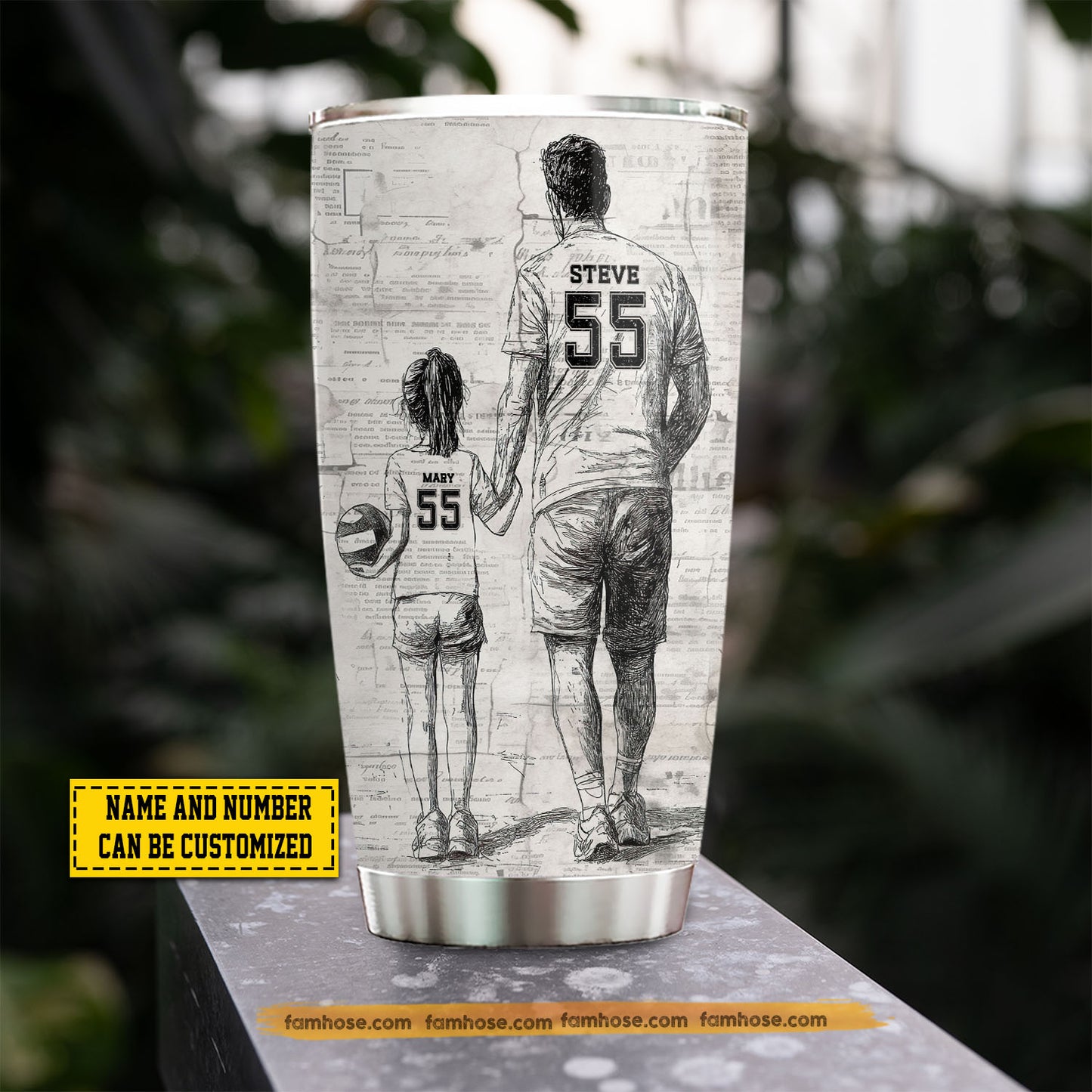Personalized Volleyball Dad Daughter Tumbler, Behind Every Volleyball Player Sports Stainless Steel Tumbler, Travel Mug Tumblers Father's Day Gift For Volleyball Lovers