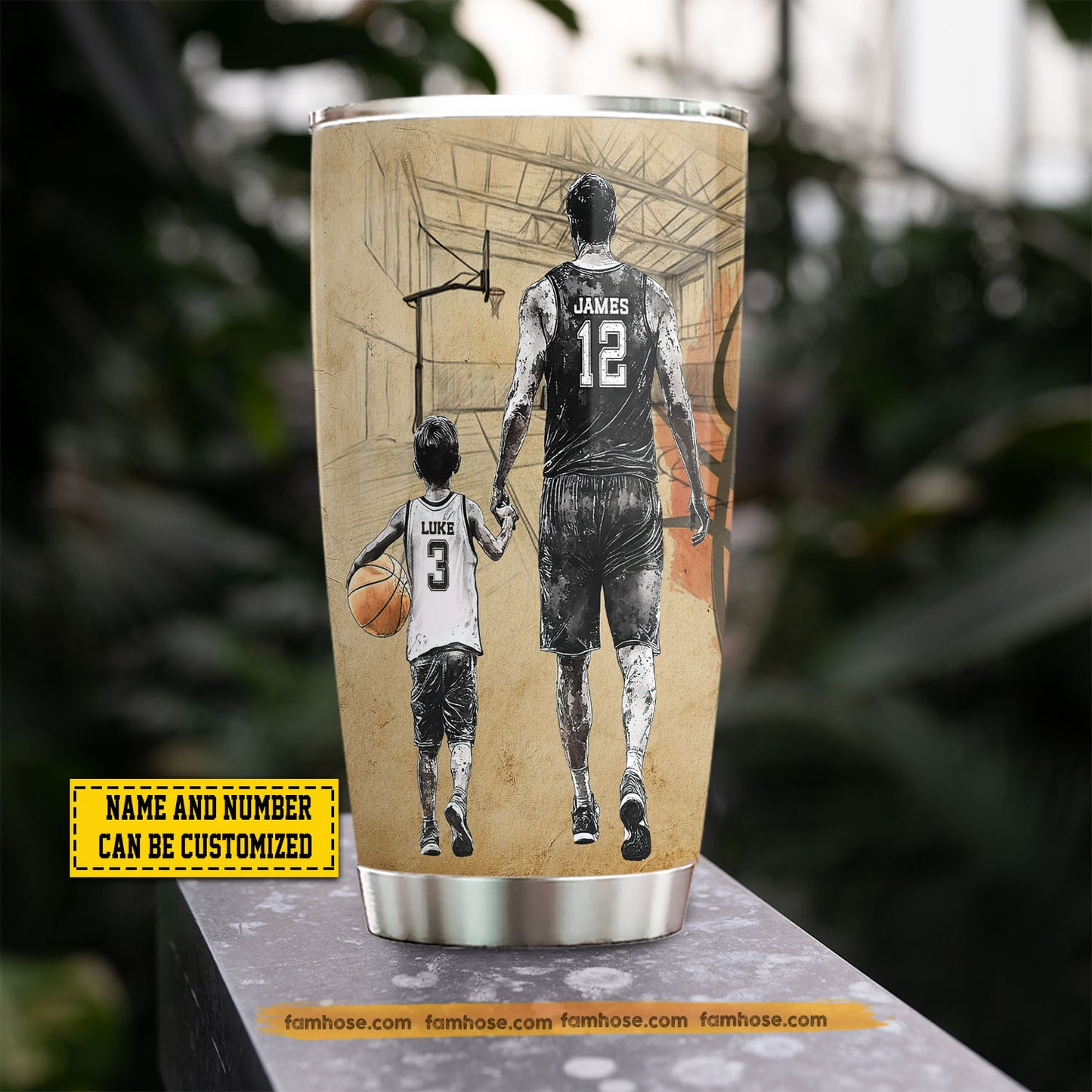 Personalized Basketball Dad Son Tumbler, Behind Every Basketball Player Stainless Steel Tumbler, Father's Day Gift For Basketball Lovers