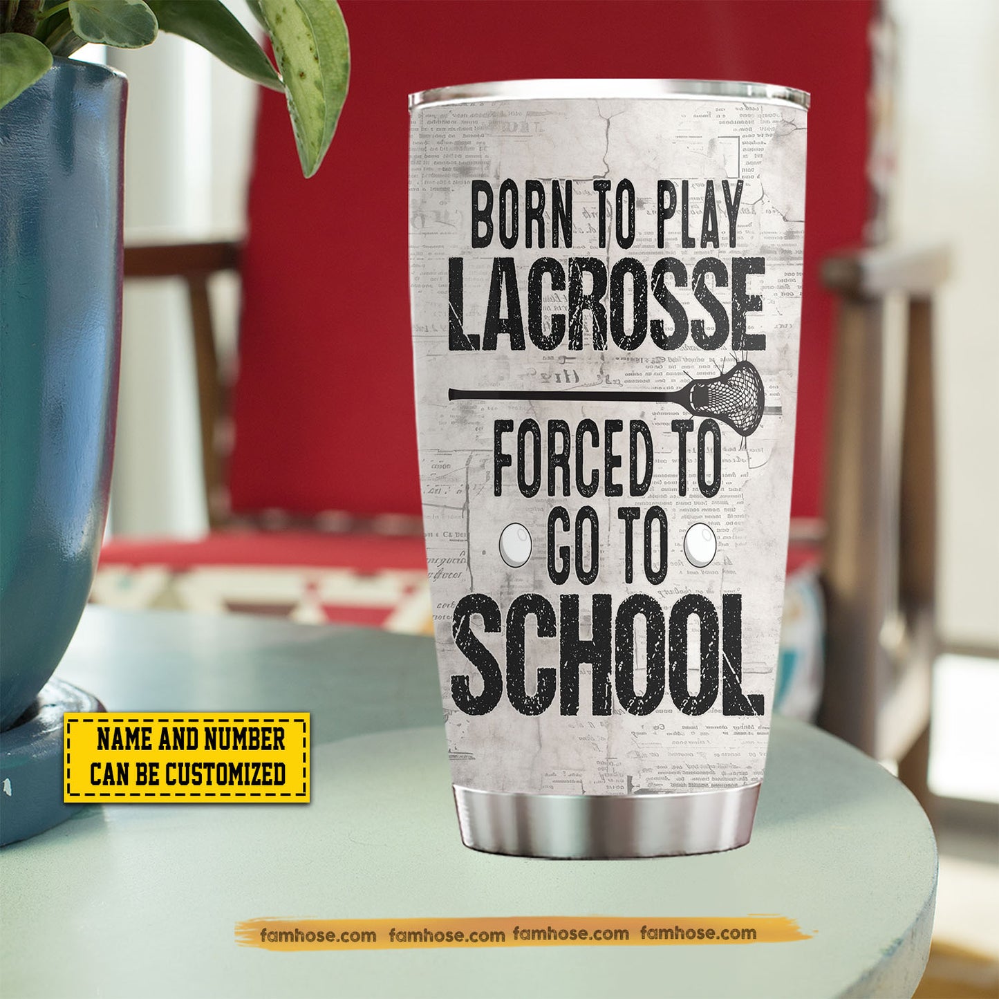 Funny Personalized Back To School Lacrosse Kid Tumbler, Born To Play Lacrosse Sports Stainless Steel Tumbler Gift For Lacrosse Lovers