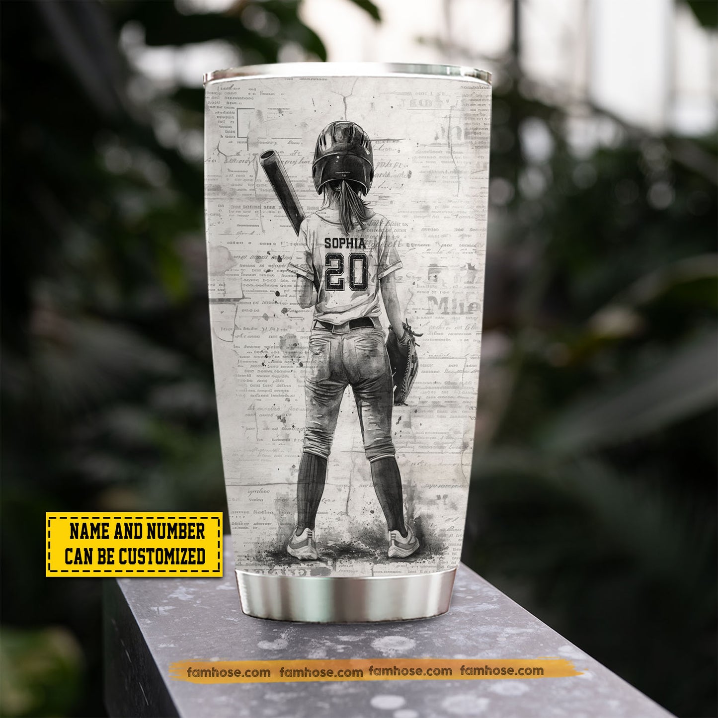 Funny Personalized Back To School Softball Girl Kid Tumbler, Born To Play Softball Sports Stainless Steel Tumbler Gift For Softball Lovers