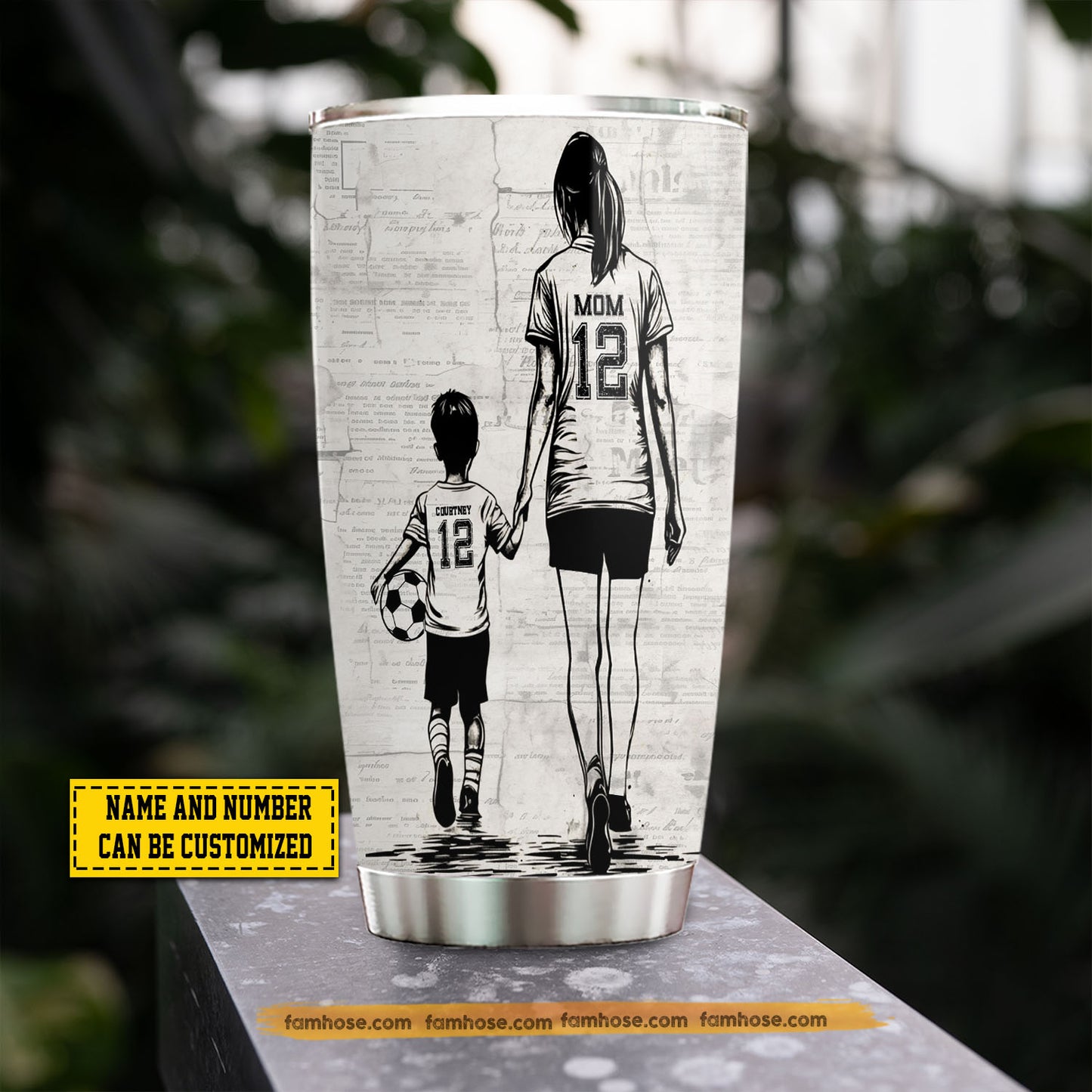Personalized Soccer Mom Son Tumbler, Behind Every Soccer Player Sports Stainless Steel Tumbler, Travel Mug Tumblers Mother's Day Gift For Mom From Soccer Boy