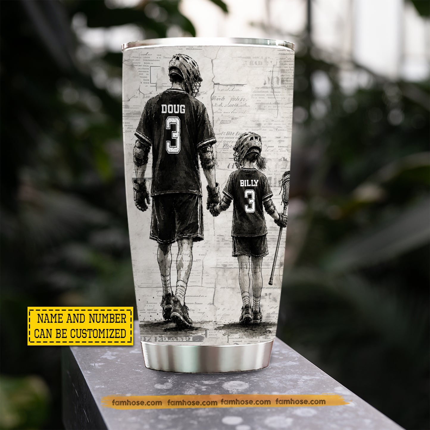 Personalized Lacrosse Dad Daughter Tumbler, Behind Every Lacrosse Player Sports Stainless Steel Tumbler, Travel Mug Tumblers Father's Day Gift For Lacrosse Lovers