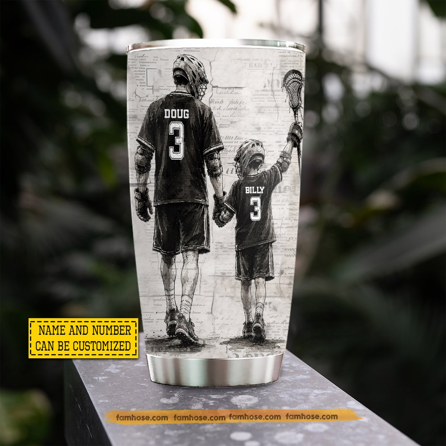 Personalized Lacrosse Dad Son Tumbler, Behind Every Lacrosse Player Sports Stainless Steel Tumbler, Travel Mug Tumblers Father's Day Gift For Lacrosse Lovers