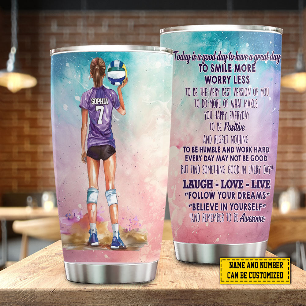 Personalized Volleyball Tumbler, Laugh Love Live, Sports Stainless Steel Tumbler, Travel Mug Tumblers Gift For Volleyball Lovers, Volleyball Girls