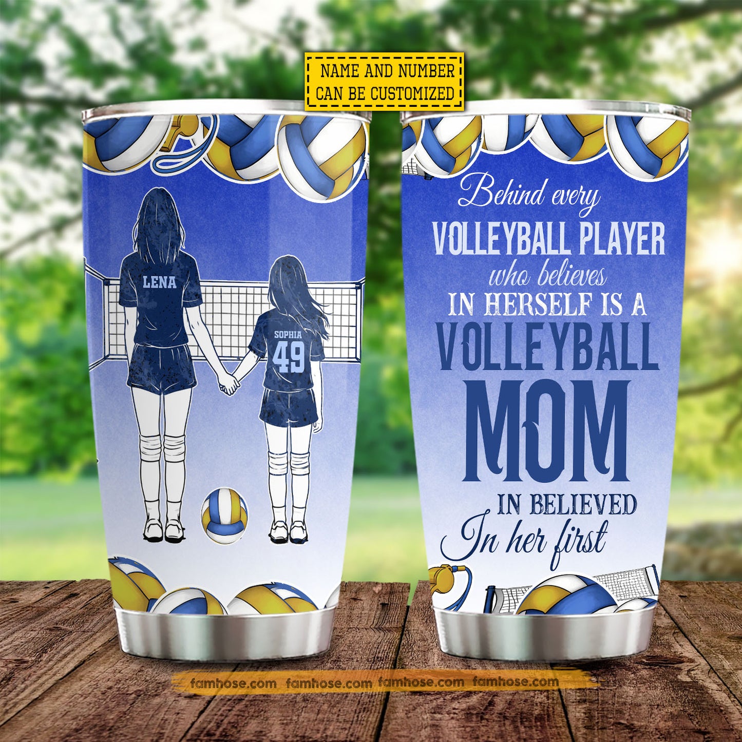 Personalized Volleyball Mom Daughter Tumbler, Behind Every Volleyball Player Stainless Steel Tumbler, Best Mother's Day Gift For Volleyball Lovers