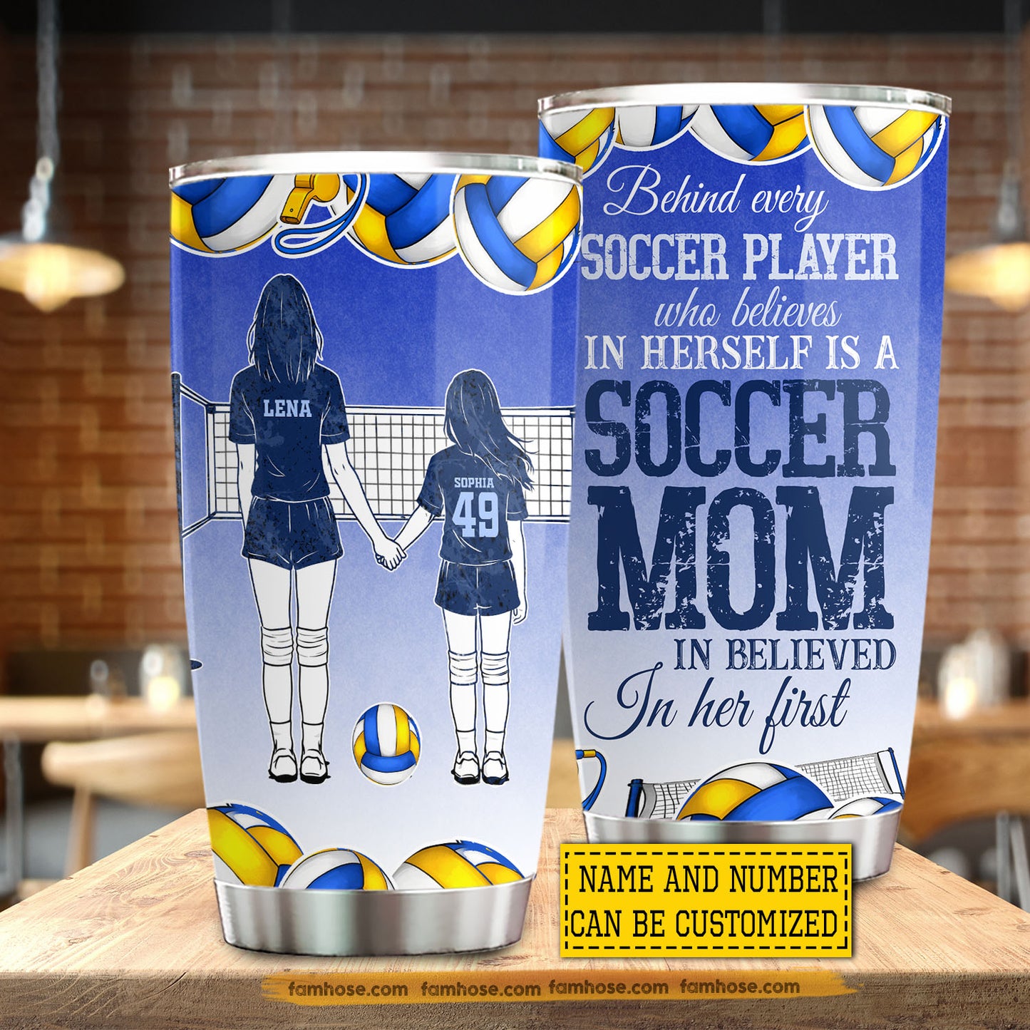 Personalized Volleyball Mom Daughter Tumbler, Behind Every Volleyball Player Stainless Steel Tumbler, Best Mother's Day Gift For Volleyball Lovers