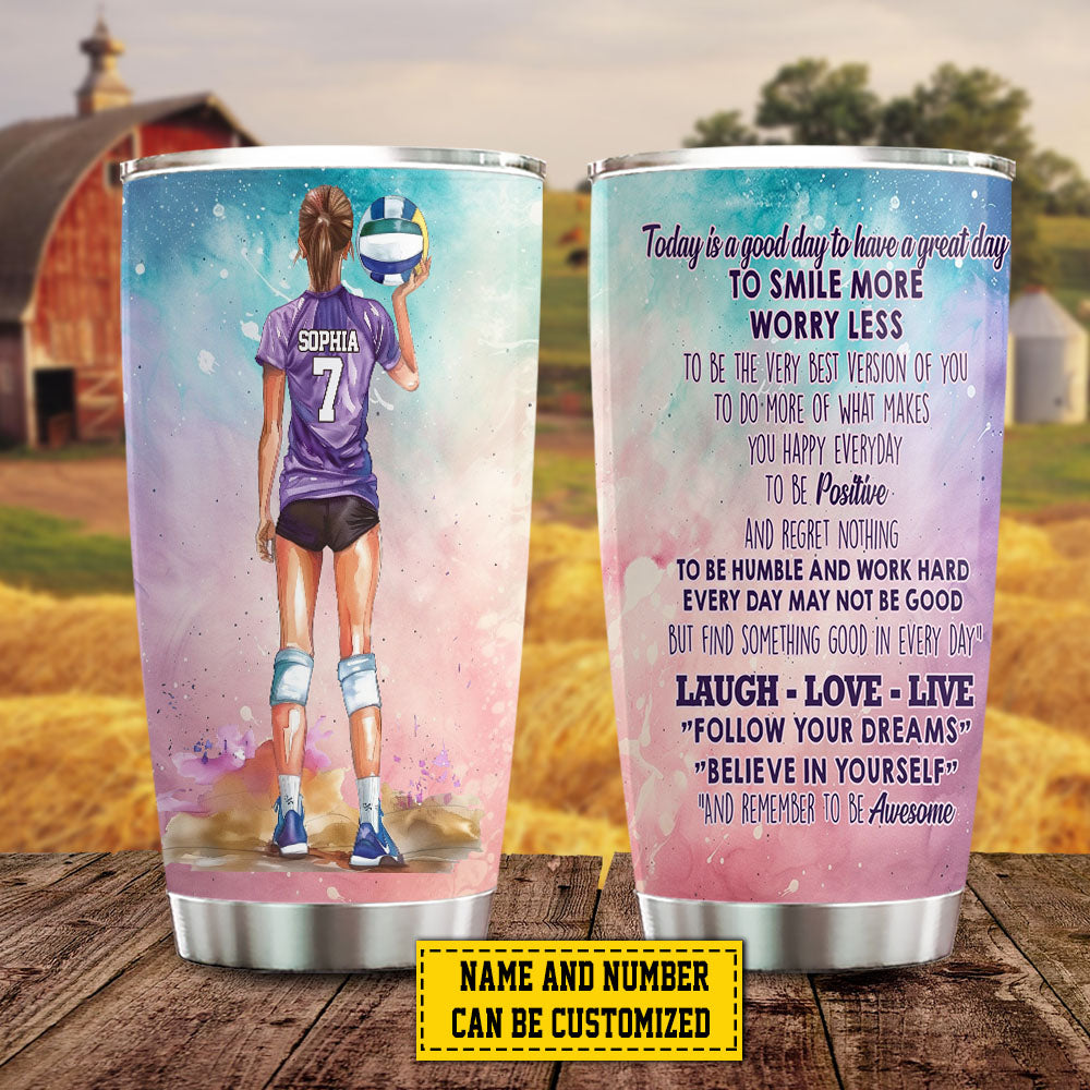 Personalized Volleyball Tumbler, Laugh Love Live, Sports Stainless Steel Tumbler, Travel Mug Tumblers Gift For Volleyball Lovers, Volleyball Girls