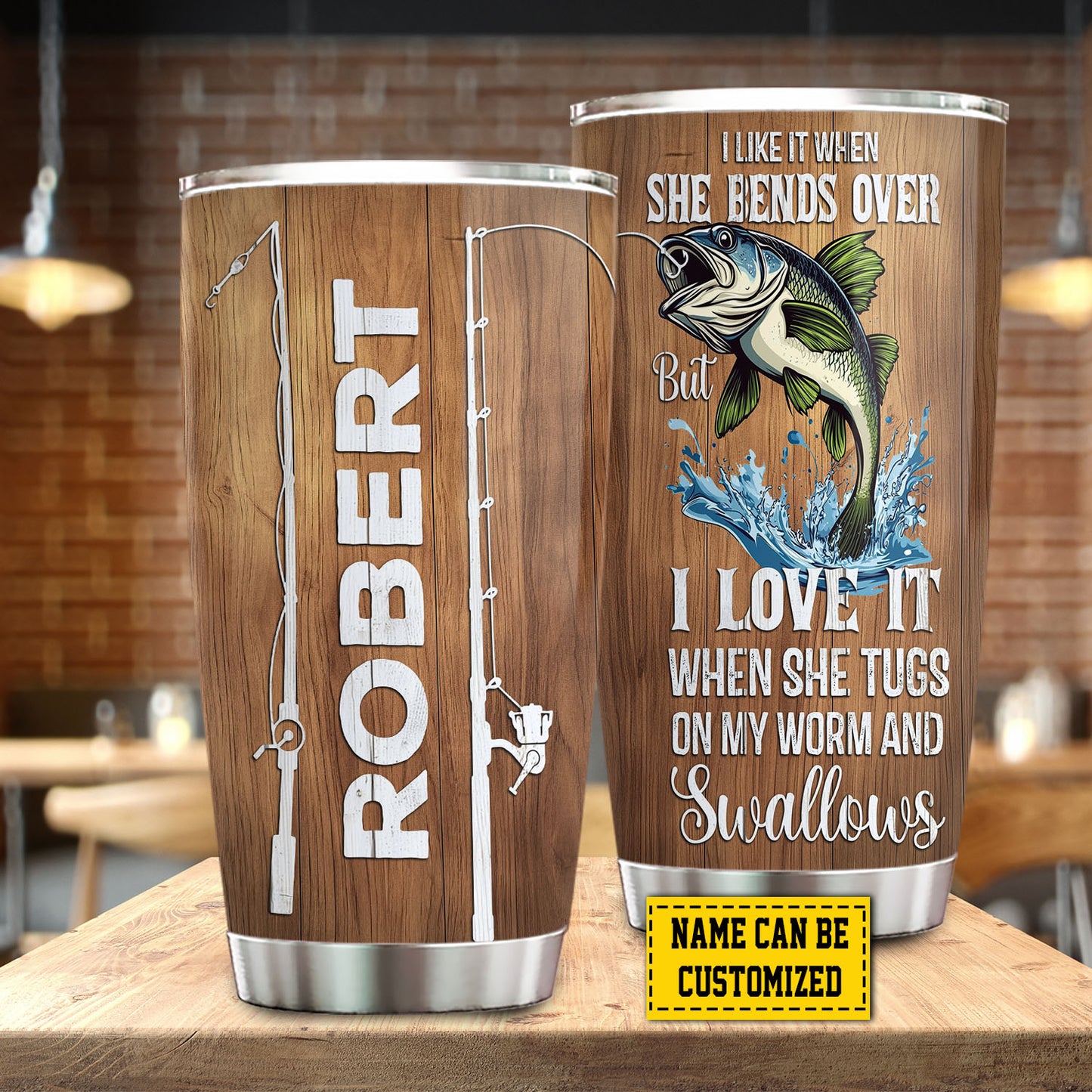 Funny Personalized Fishing Tumbler, I Like It When She Bends Over Stainless Steel Tumbler, Travel Mug Tumblers Gift For Fishing Lovers