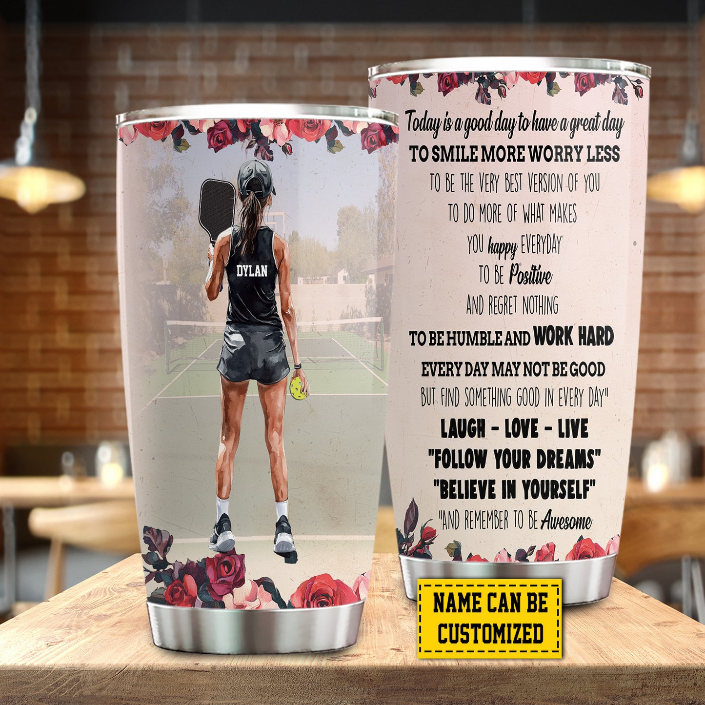 Personalized Pickleball Girl Tumbler, Laugh Love Live Sports Stainless Steel Tumbler, Travel Mug Tumblers Gift For Pickleball Lovers