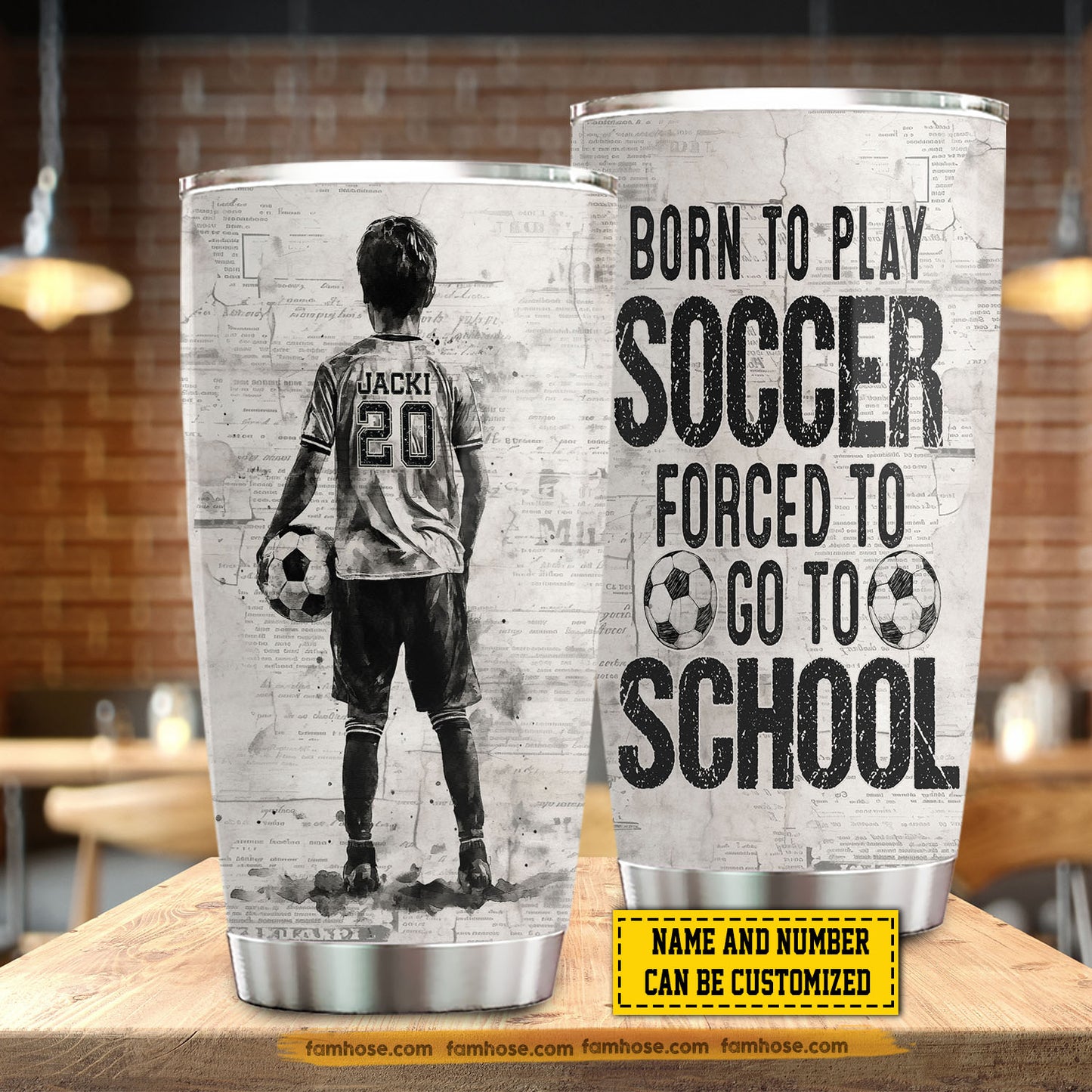 Funny Personalized Back To School Soccer Kid Tumbler, Born To Play Soccer Sports Stainless Steel Tumbler Gift For Soccer Lovers