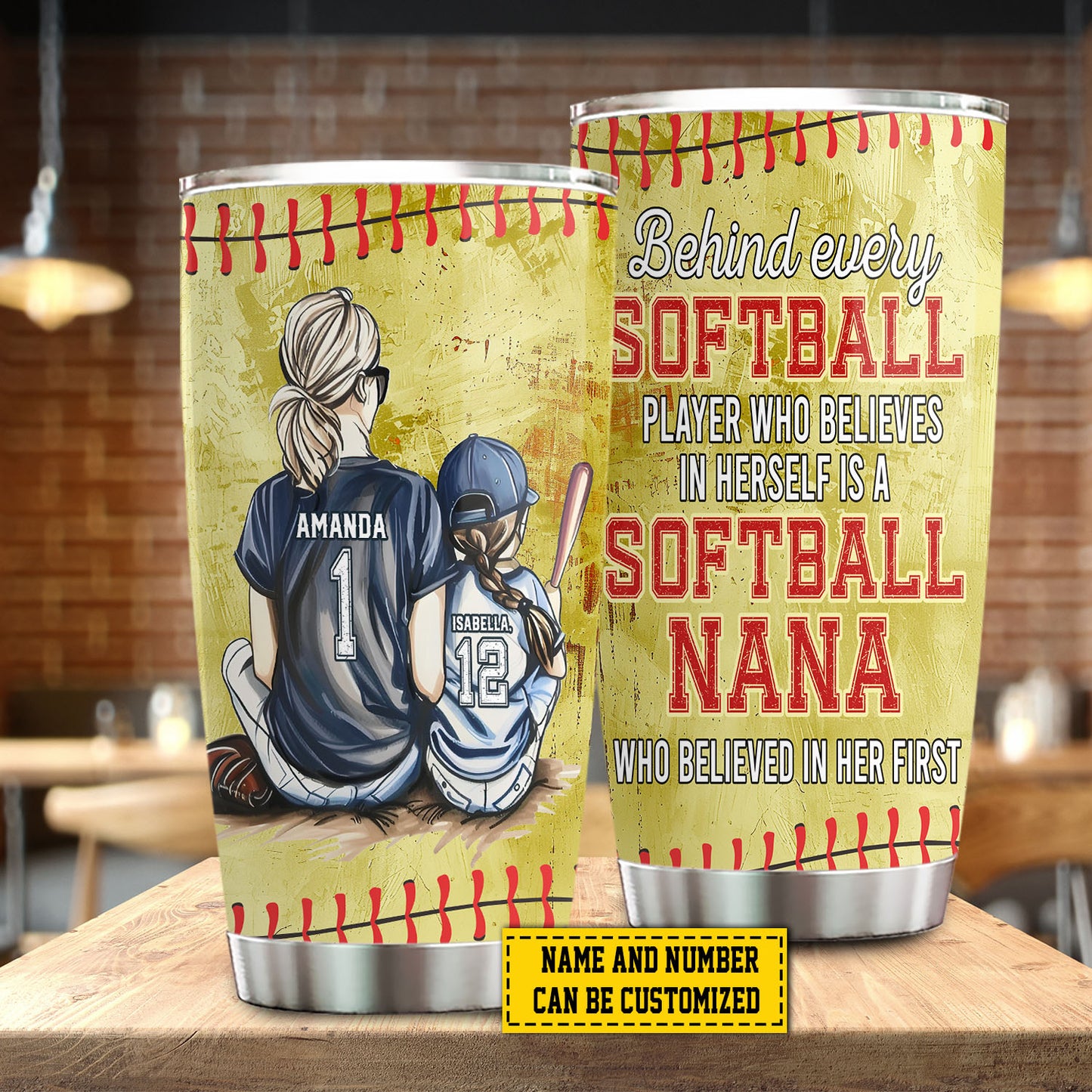 Personalized Softball Girl Tumbler, Softball Nana Who Believed In Her First, Softball Stainless Steel Tumbler, Mother's Day Gift For Softball Lovers