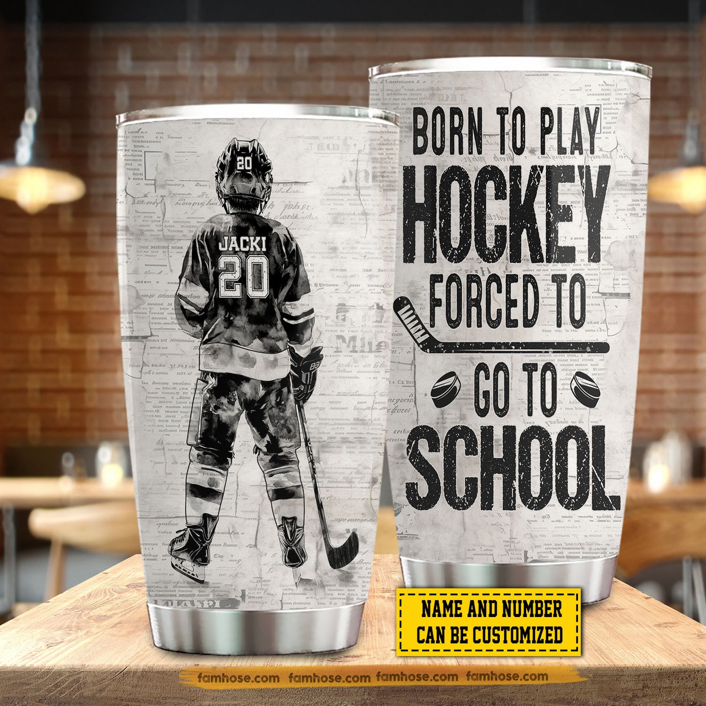 Personalized Back To School Hockey Kid Tumbler, Born To Play Hockey Sports Stainless Steel Tumbler Gift For Hockey Lovers