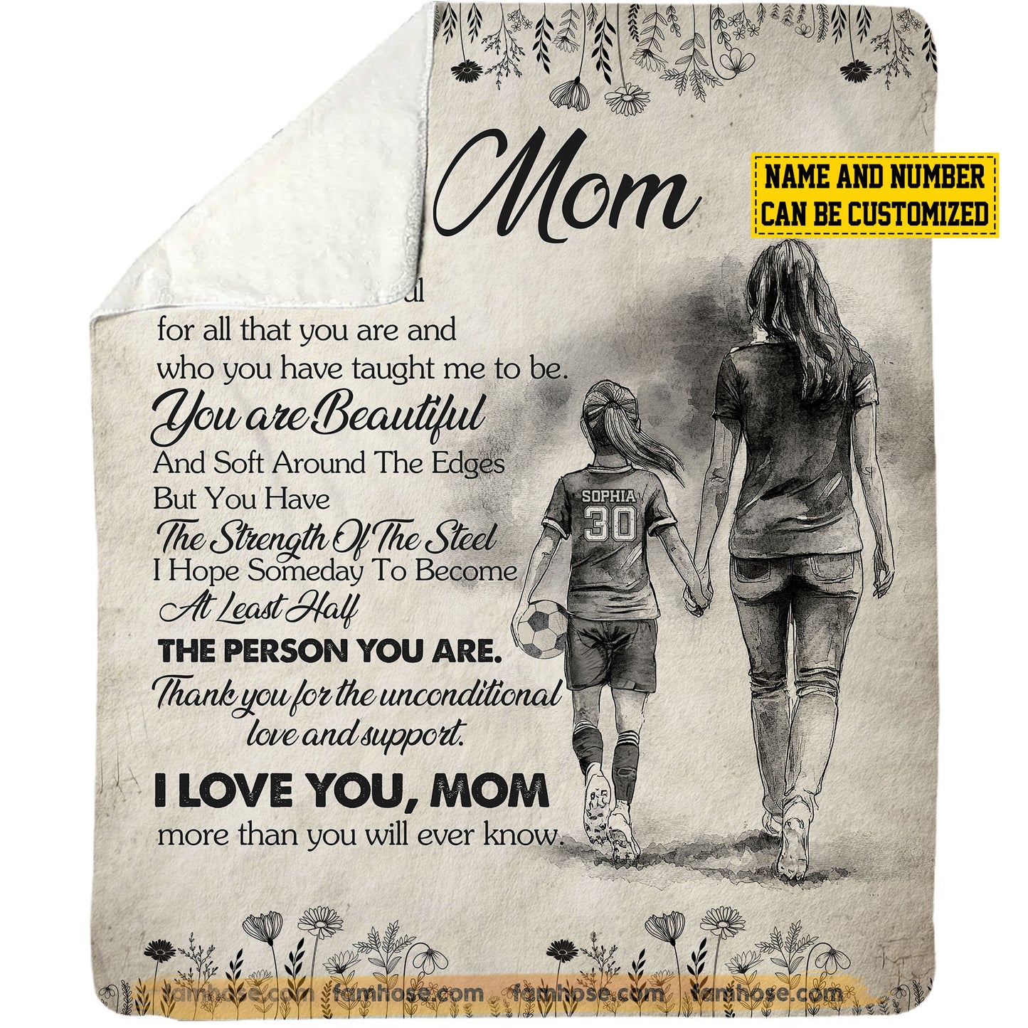 Personalized Soccer Mom Daughter Fleece Blanket, To My Mom I Am Forever Grateful Sport Woven Blanket, Cool Sherpa Blanket Mother's Day Gift For Mom From Soccer Girl