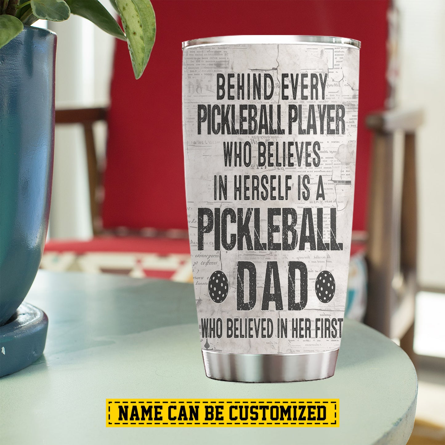 Personalized Pickleball Girl Tumbler, A Pickleball Dad Sports Stainless Steel Tumbler, Travel Mug Tumblers Gift For Pickleball Lovers